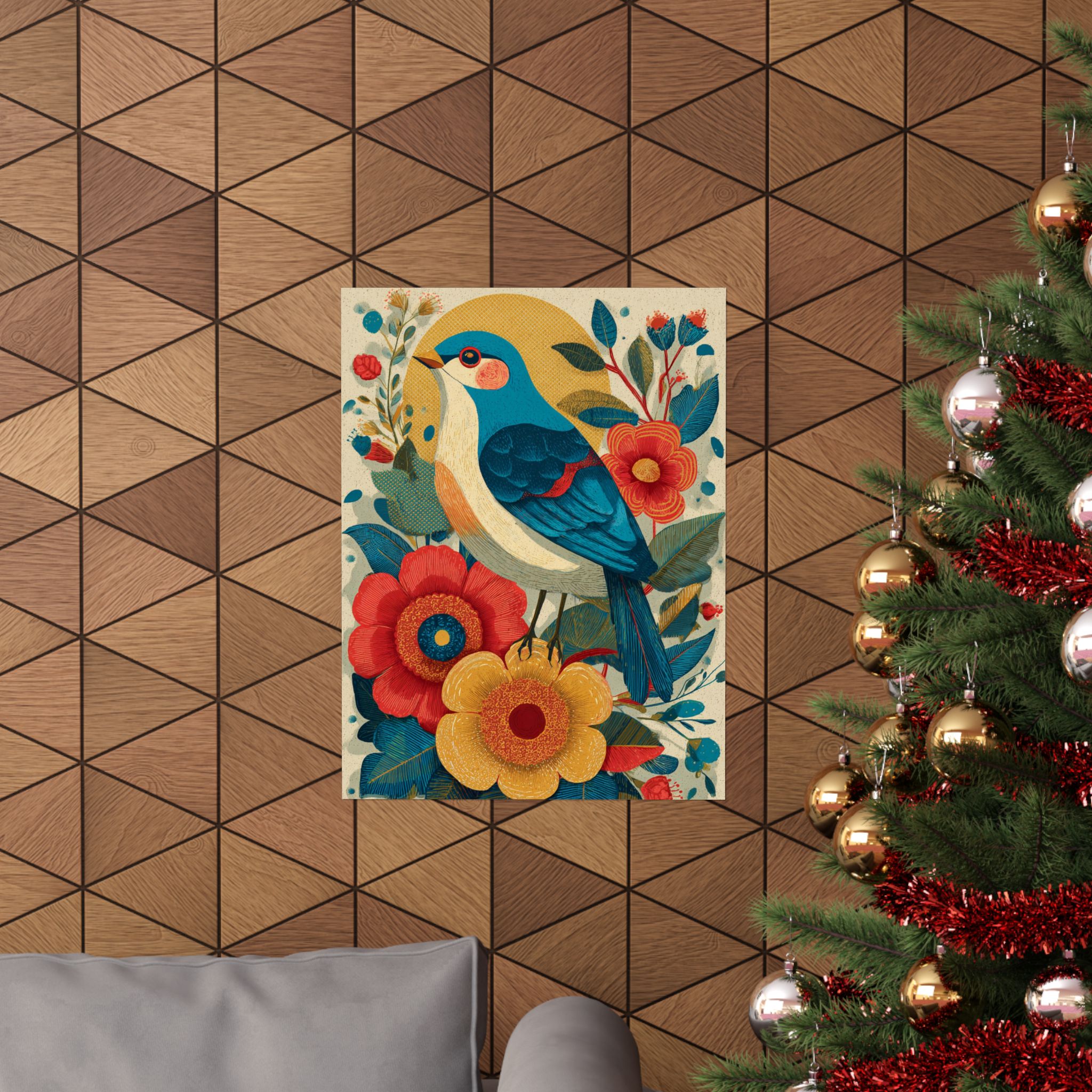 Folk Art Bird Print | Vintage Botanical Floral Illustration | Matte Poster Print - Image 8