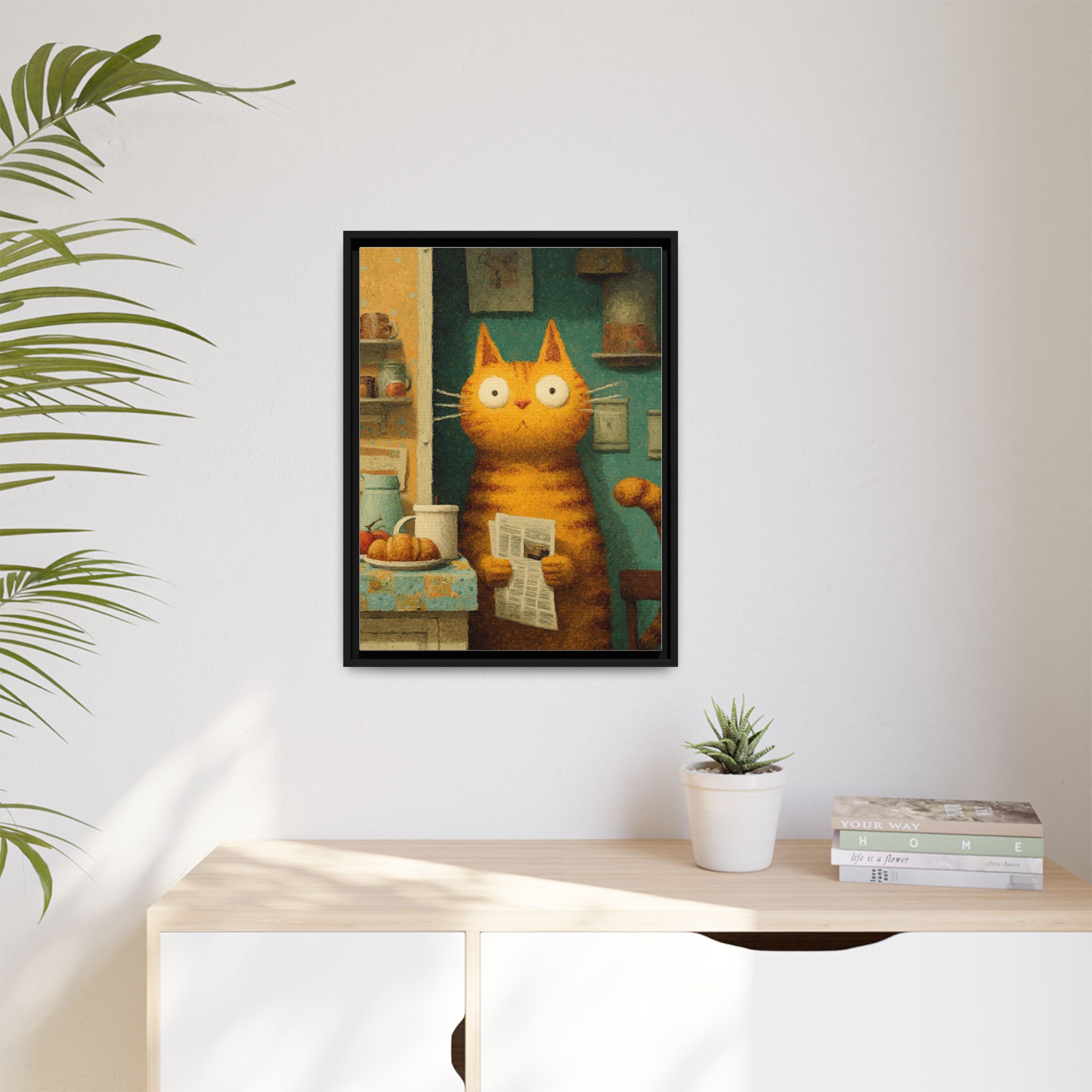 Whimsical Cat Art Print | Colorful Abstract Animals Kids | Framed Canvas Print - Image 43