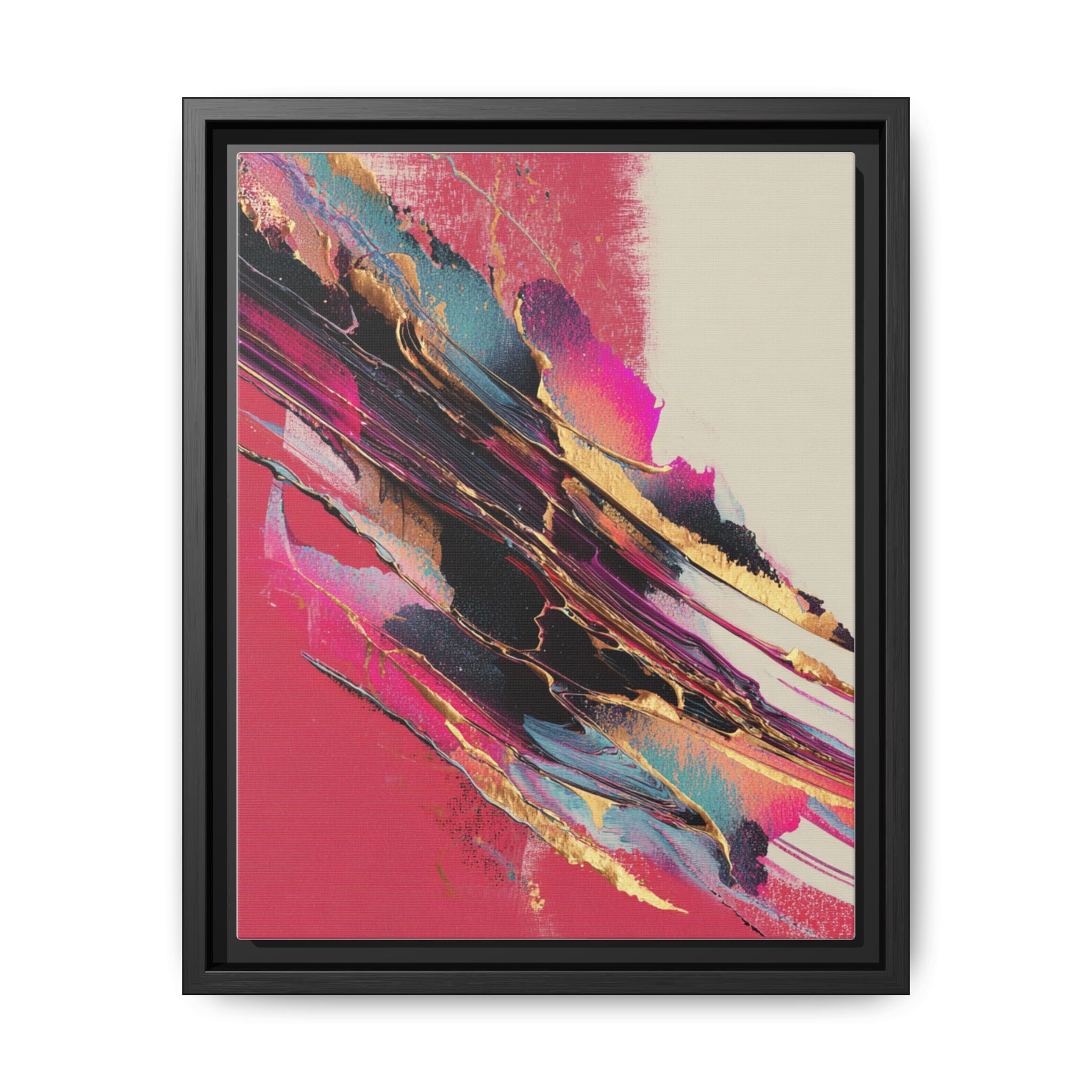 Abstract Art Print | Pink Coral Black Gold Modern Wall Art | Framed Canvas Print - Image 37