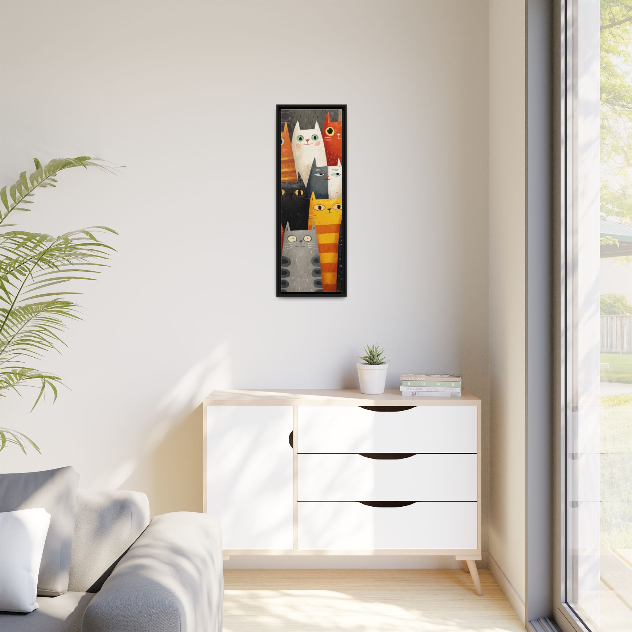 Orange Cat Reading Newspaper Art Print | Whimsical Kitchen Art | Framed Canvas Print - Image 7