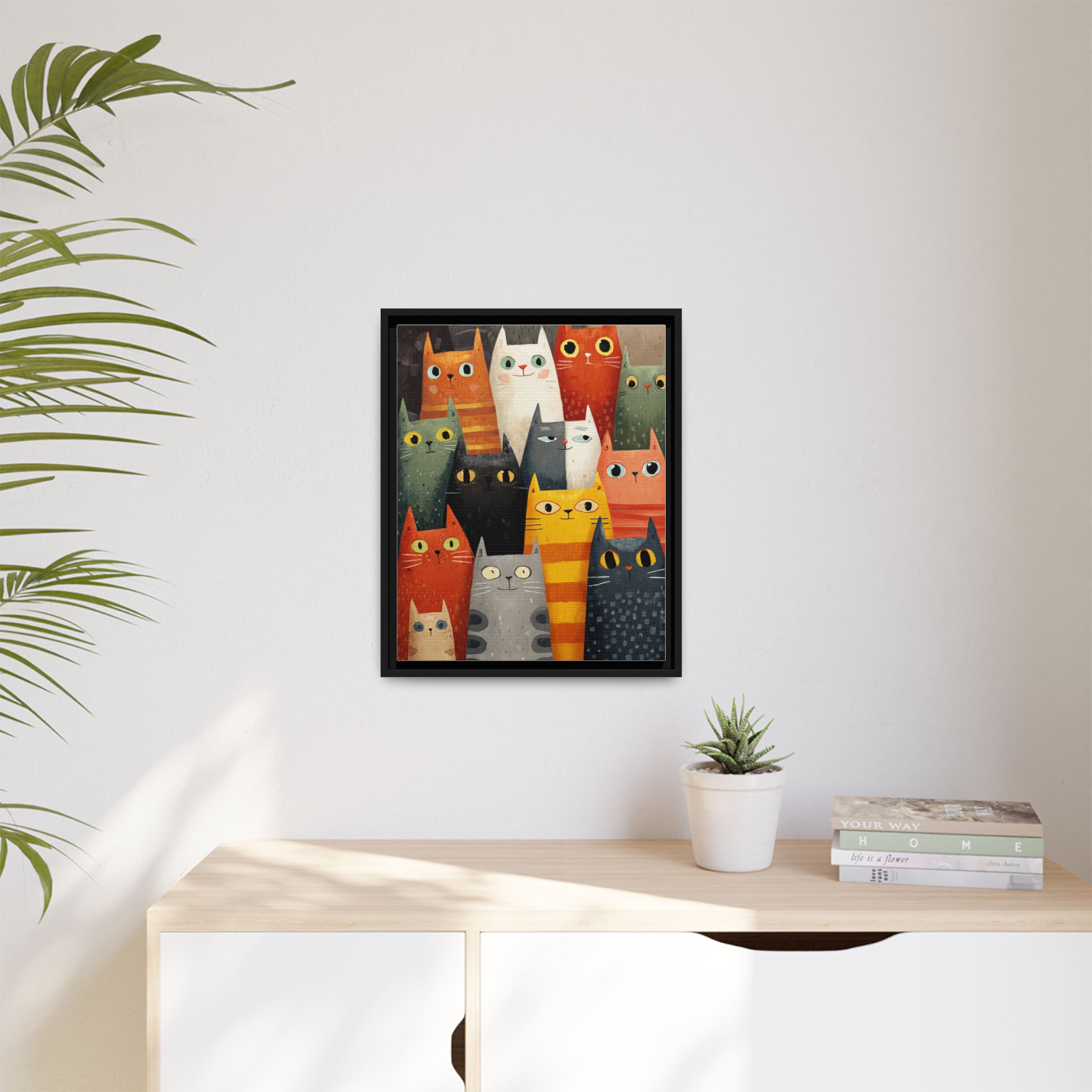 Orange Cat Reading Newspaper Art Print | Whimsical Kitchen Art | Framed Canvas Print - Image 31