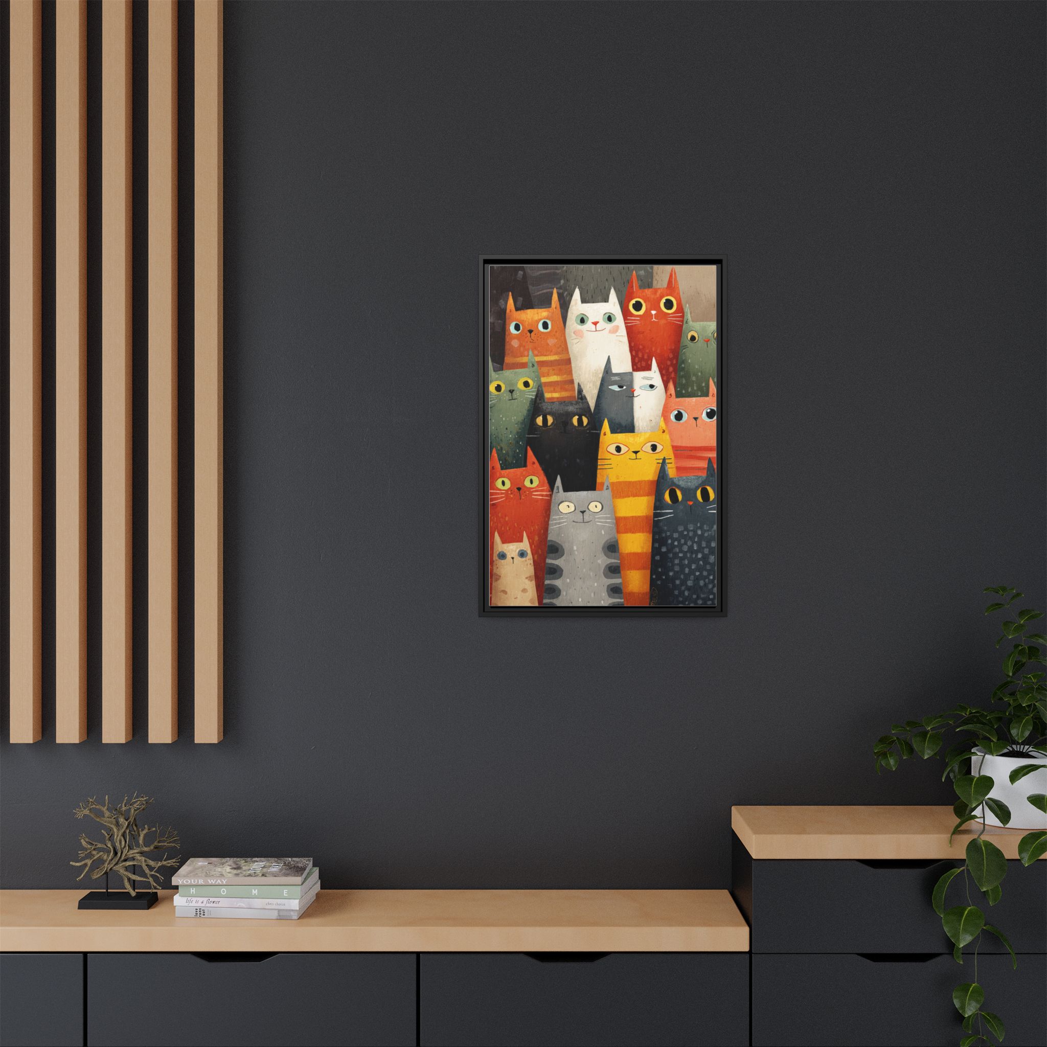 Orange Cat Reading Newspaper Art Print | Whimsical Kitchen Art | Framed Canvas Print - Image 12