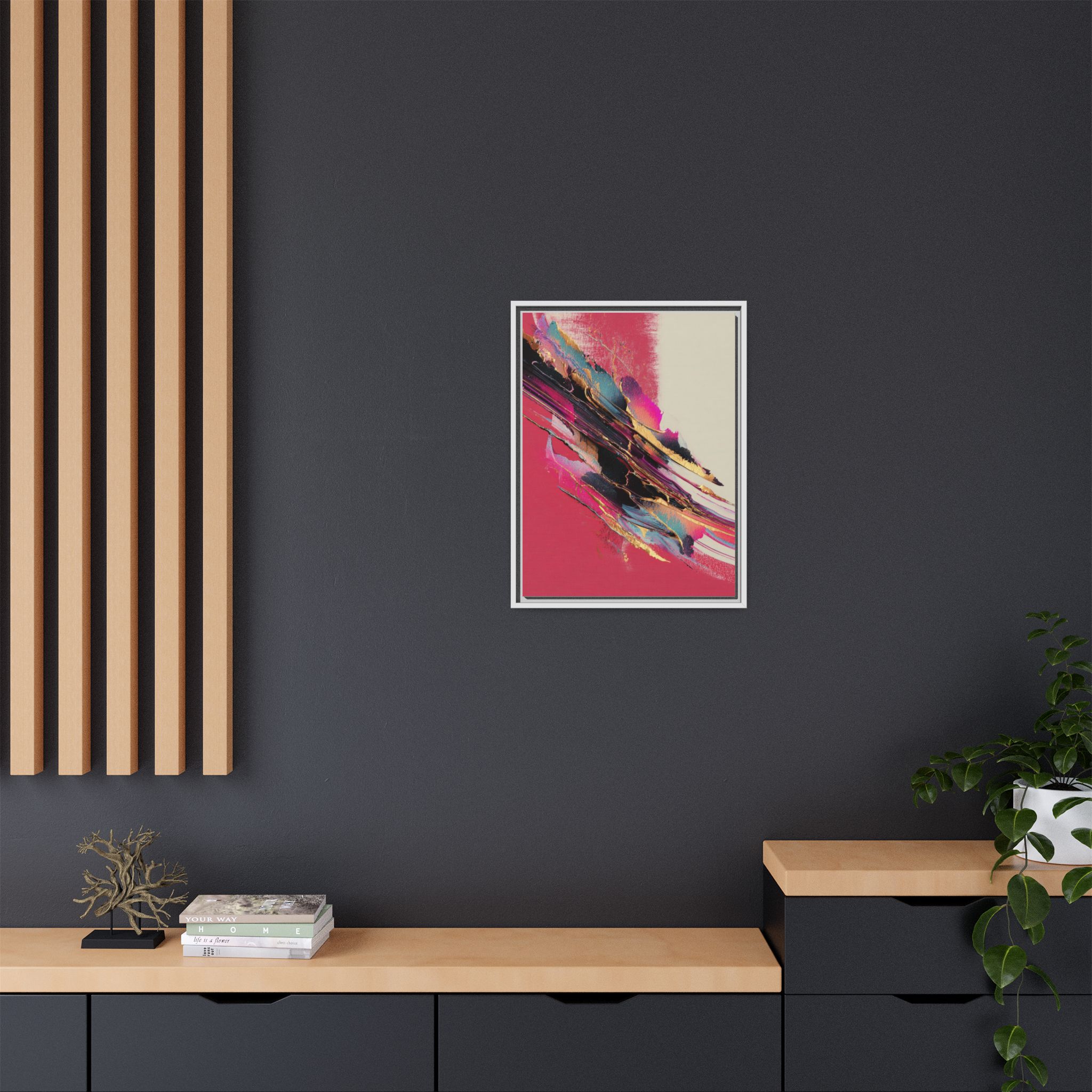 Abstract Art Print | Pink Coral Black Gold Modern Wall Art | Framed Canvas Print - Image 32