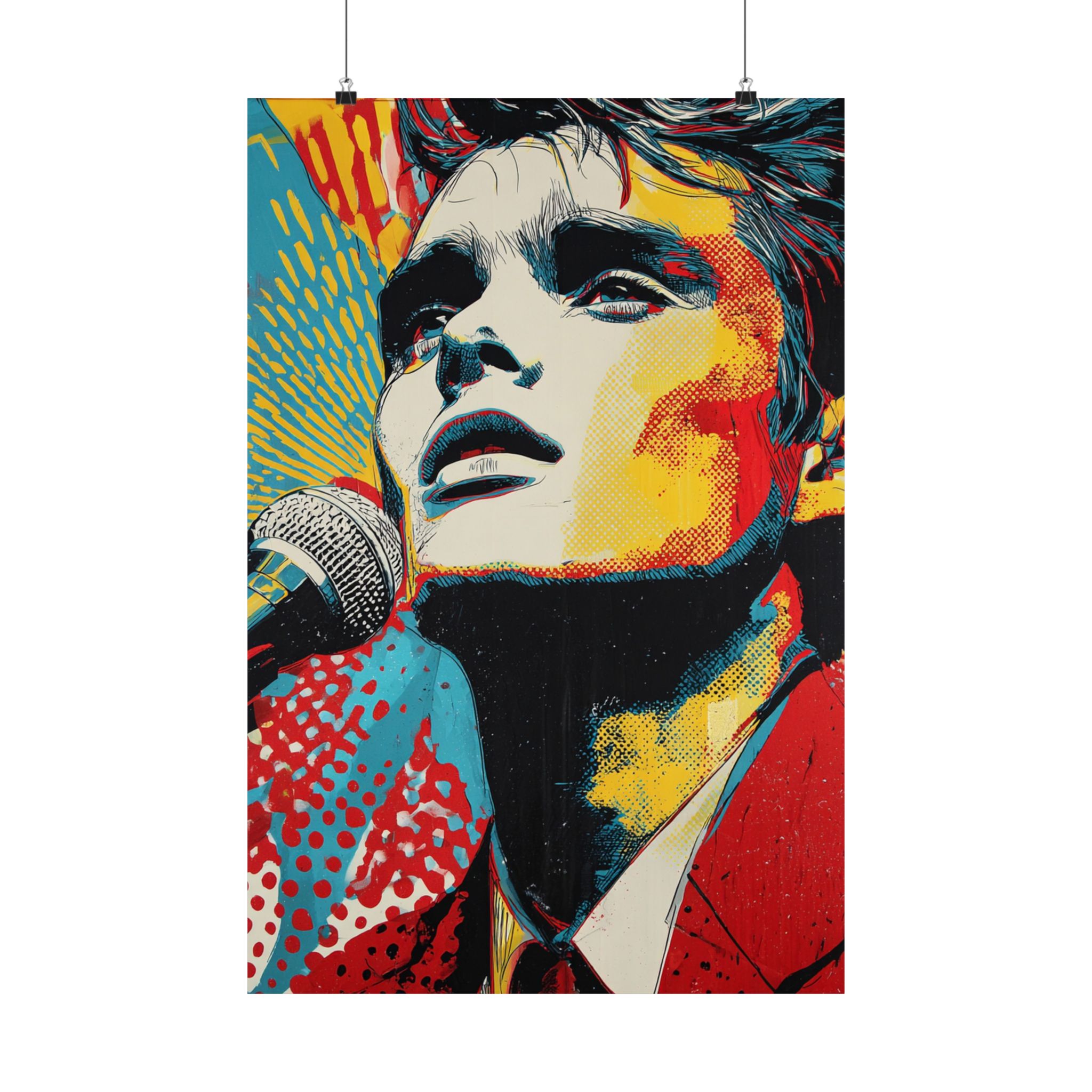 Pop Art Singer Portrait Print | Retro Comic Style Musician | Matte Poster Print