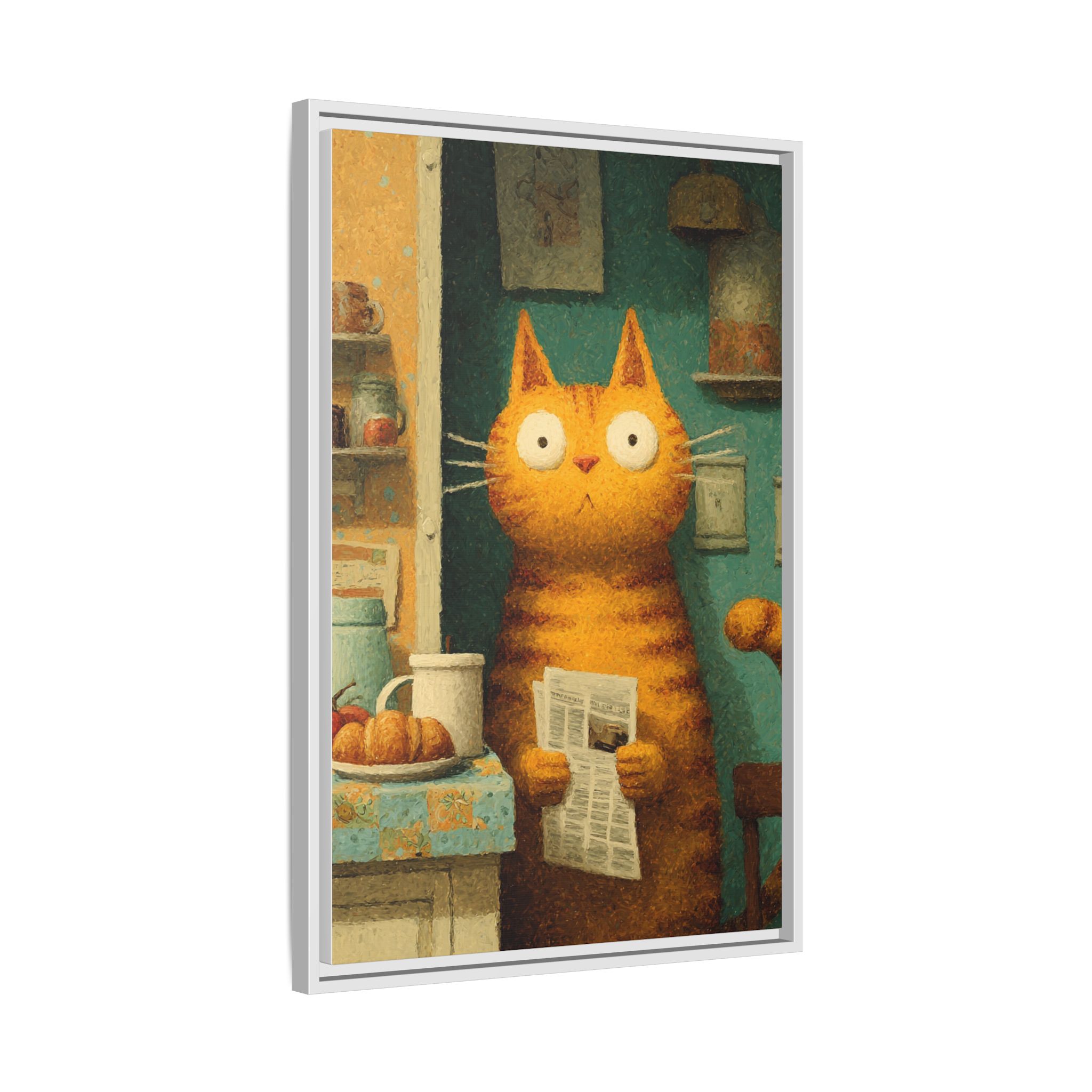 Whimsical Cat Art Print | Colorful Abstract Animals Kids | Framed Canvas Print - Image 14