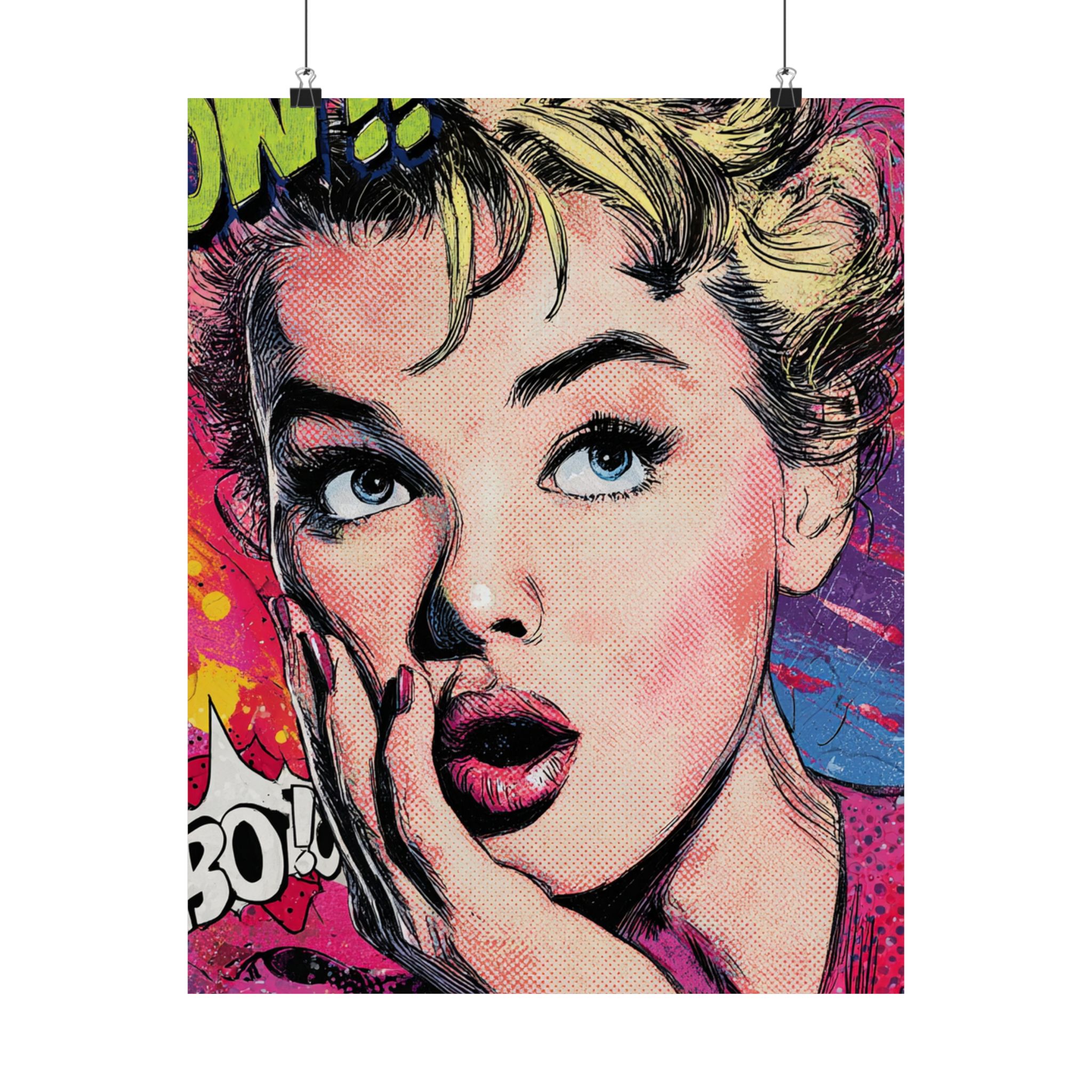 Pop Art Woman Portrait Print | Retro Comic Style Wall Art | Matte Poster Print - Image 9