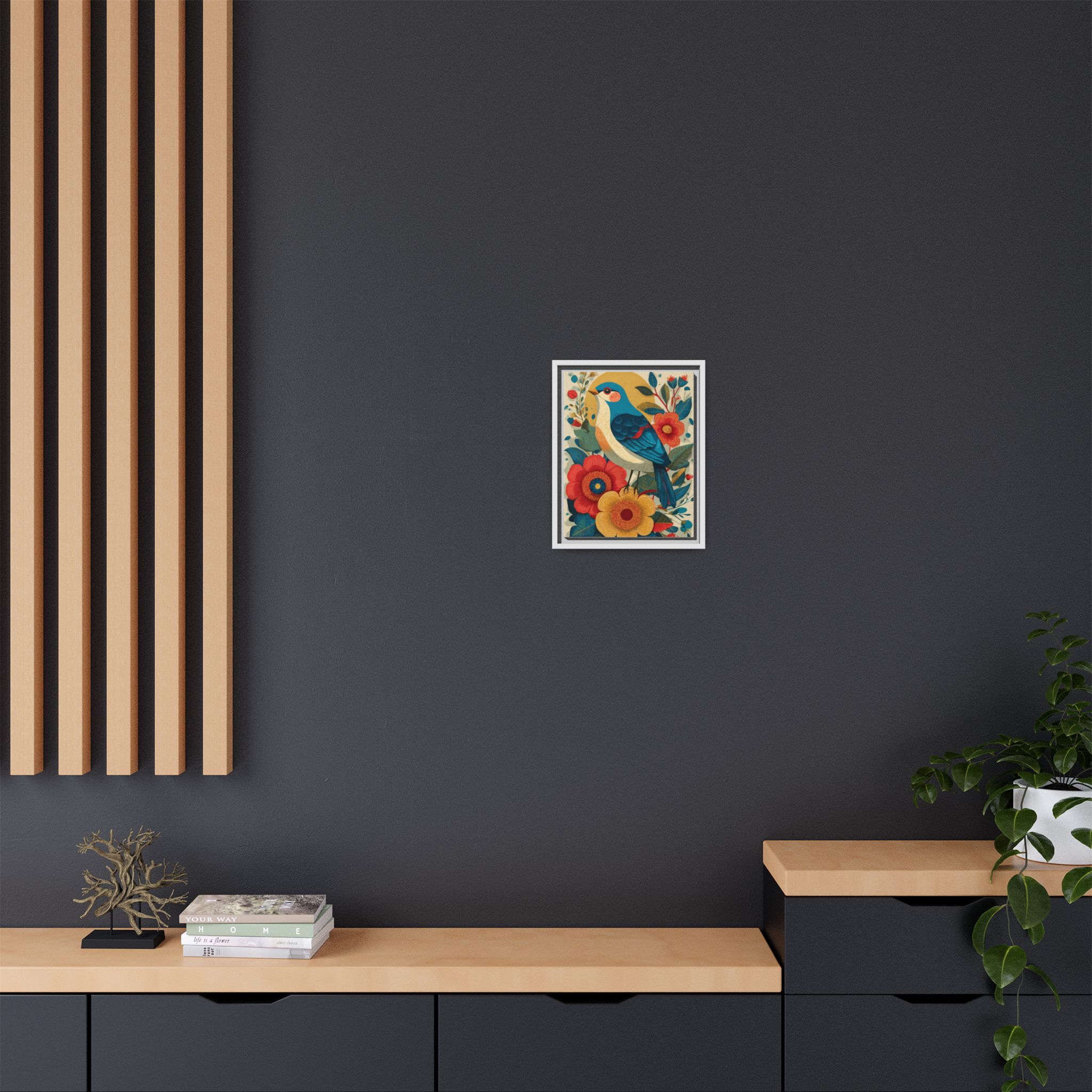 Folk Art Bird Print | Vintage Botanical Floral Illustration | Framed Canvas Print - Image 36