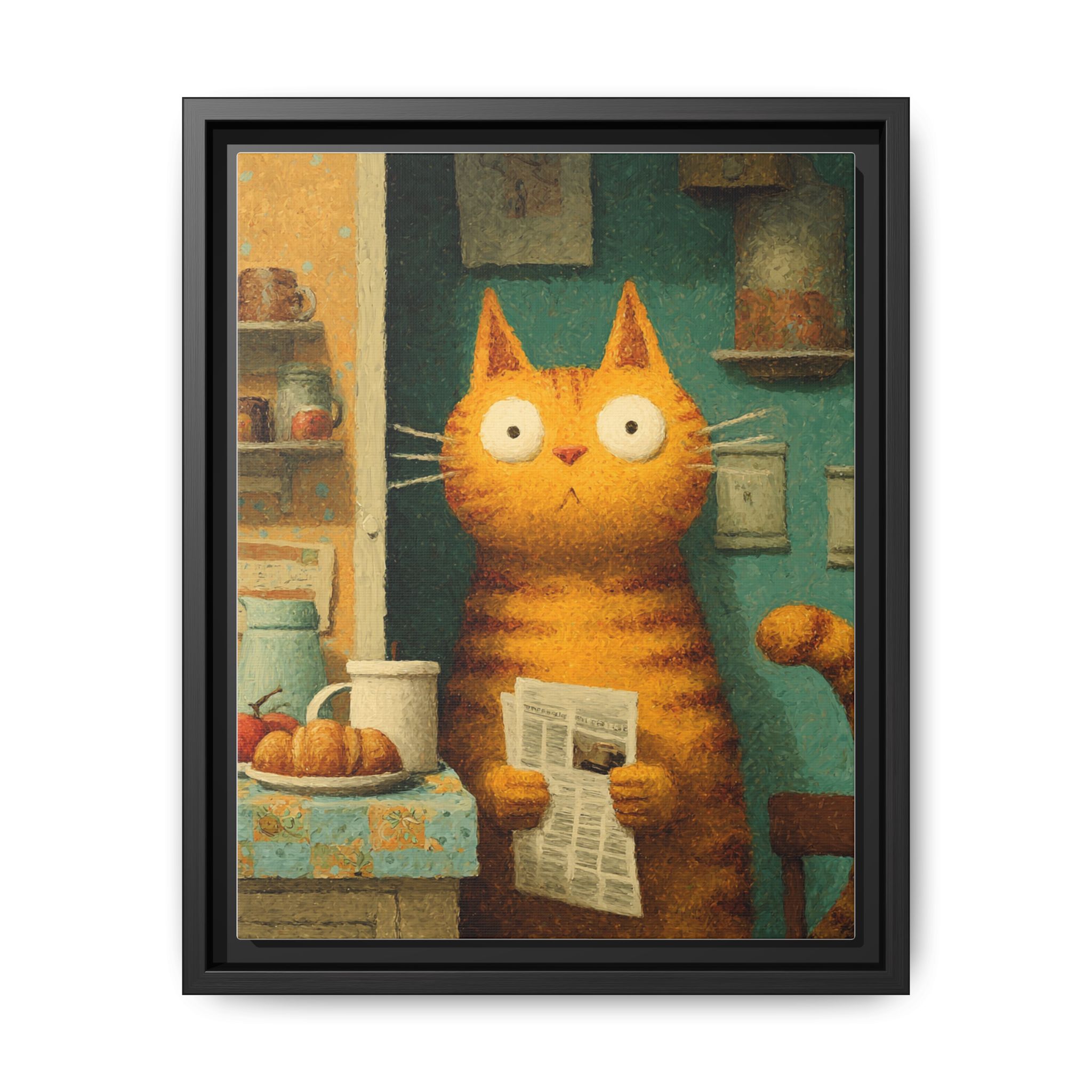 Whimsical Cat Art Print | Colorful Abstract Animals Kids | Framed Canvas Print - Image 53