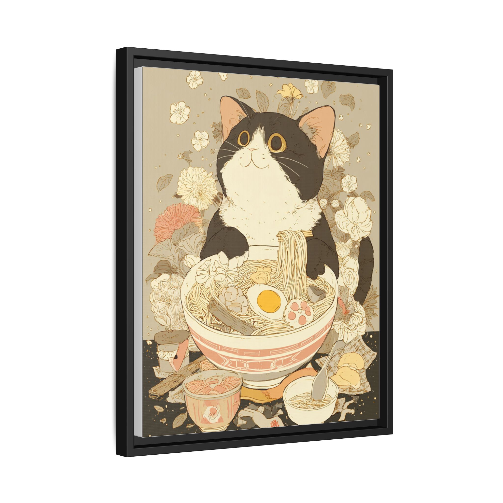 Kawaii Cat Ramen Print | Japanese Kitchen Wall Art | Framed Canvas Print - Image 30