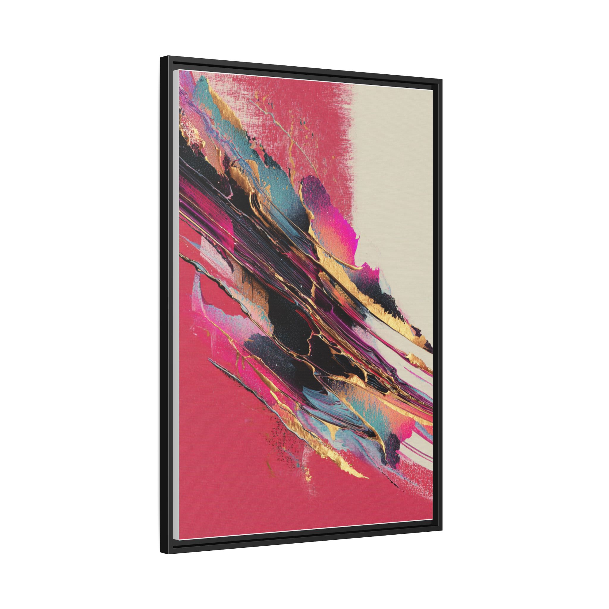 Abstract Art Print | Pink Coral Black Gold Modern Wall Art | Framed Canvas Print - Image 18