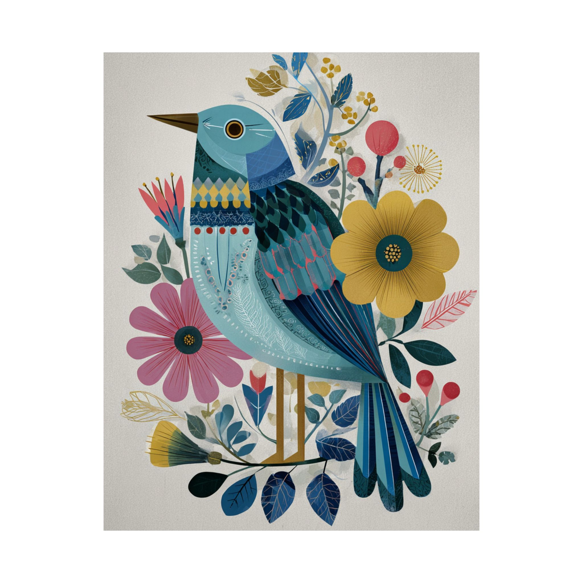 Folk Art Bird Print | Colorful Floral Nature Poster | Matte Poster Print - Image 18