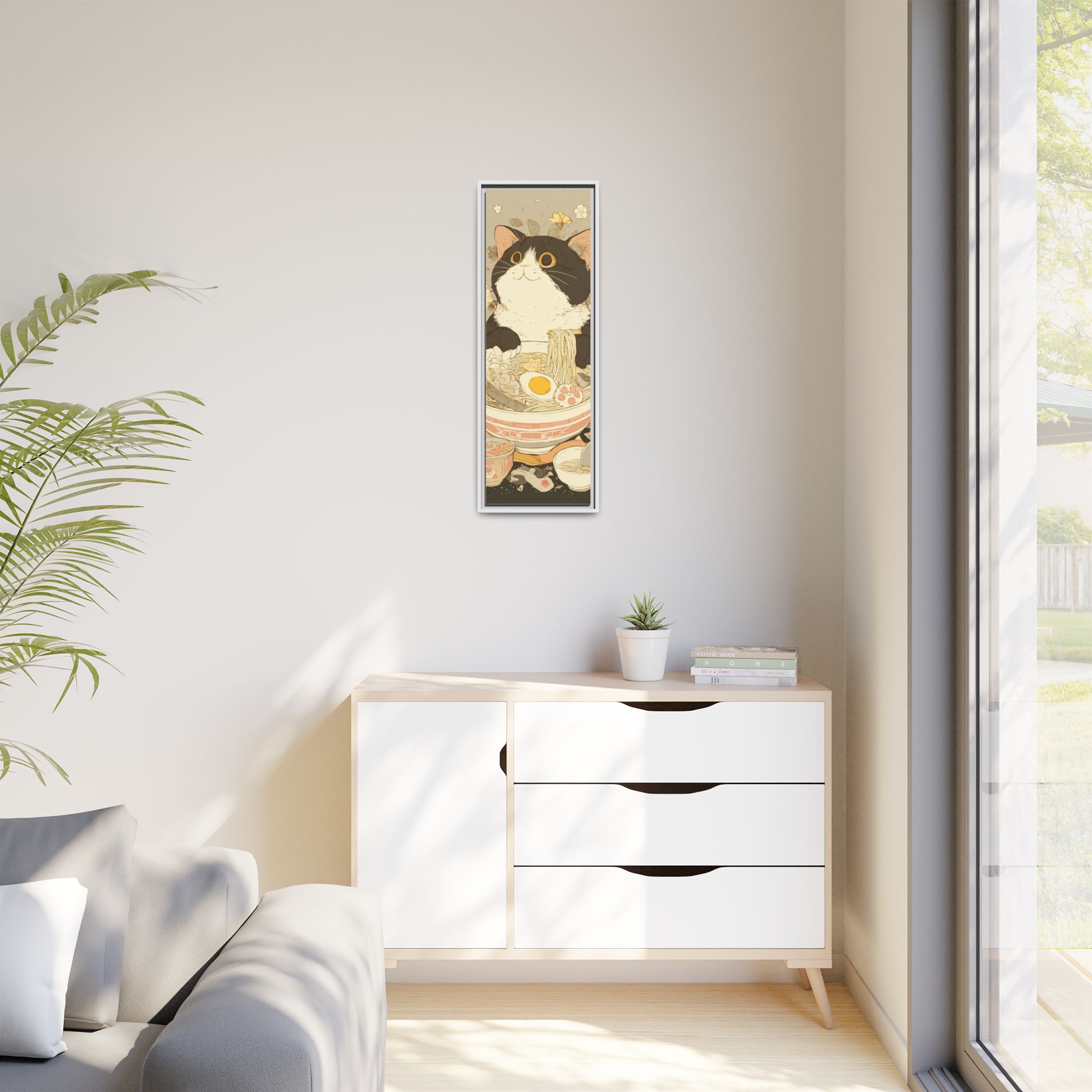 Kawaii Cat Ramen Print | Japanese Kitchen Wall Art | Framed Canvas Print - Image 3