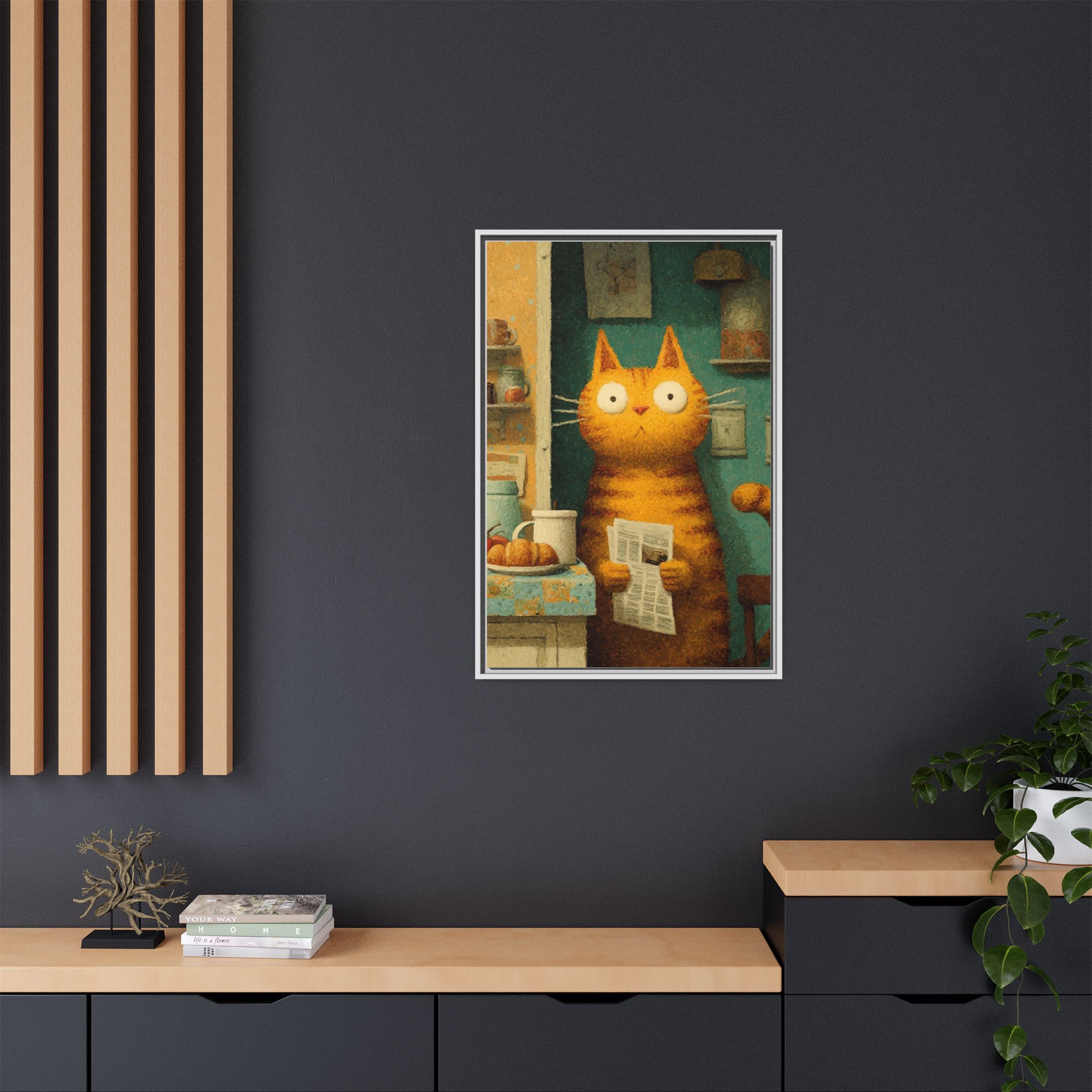Whimsical Cat Art Print | Colorful Abstract Animals Kids | Framed Canvas Print - Image 40