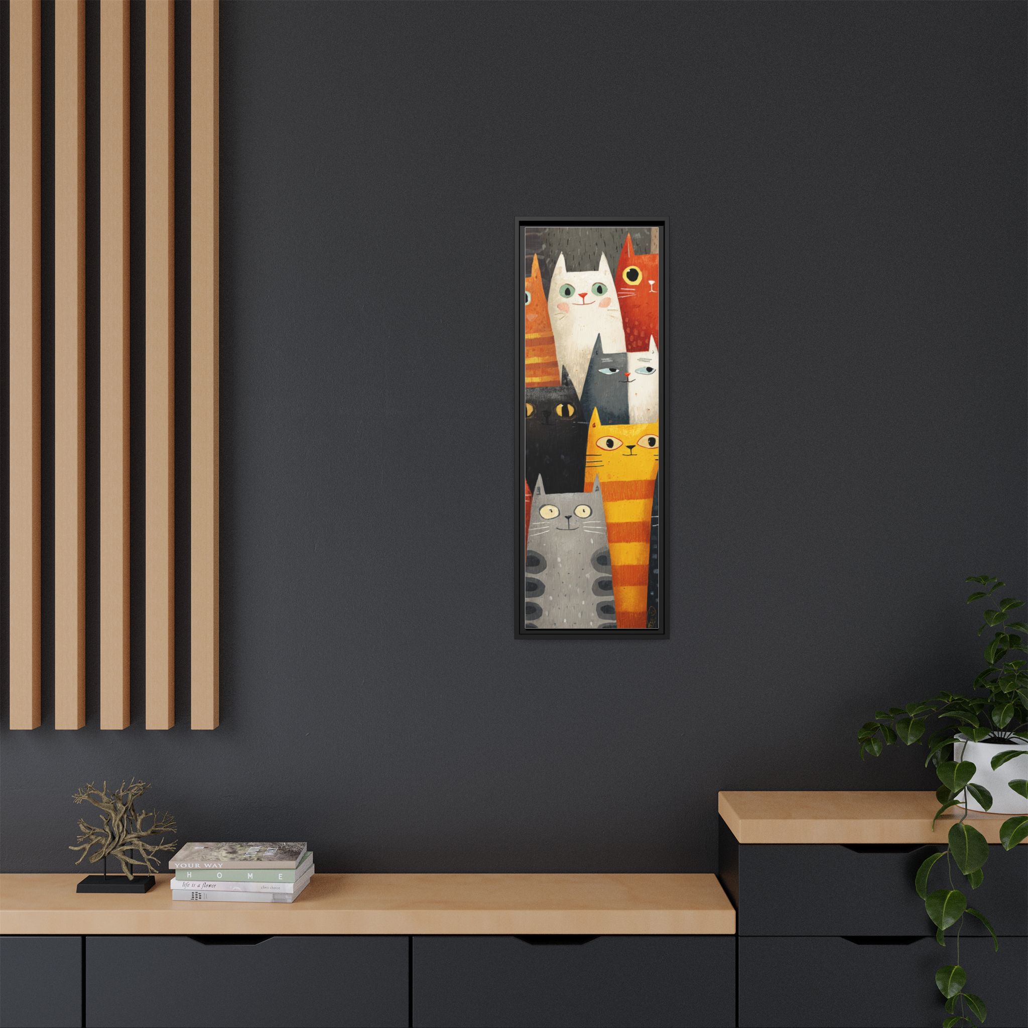 Orange Cat Reading Newspaper Art Print | Whimsical Kitchen Art | Framed Canvas Print - Image 8