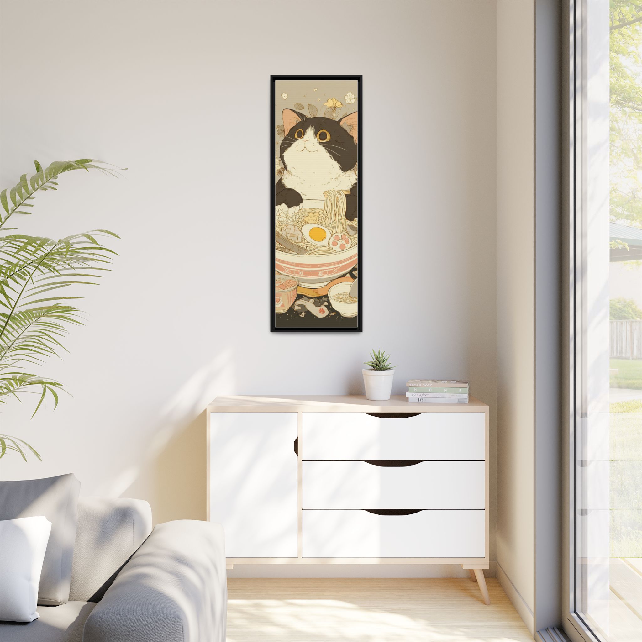 Kawaii Cat Ramen Print | Japanese Kitchen Wall Art | Framed Canvas Print - Image 23