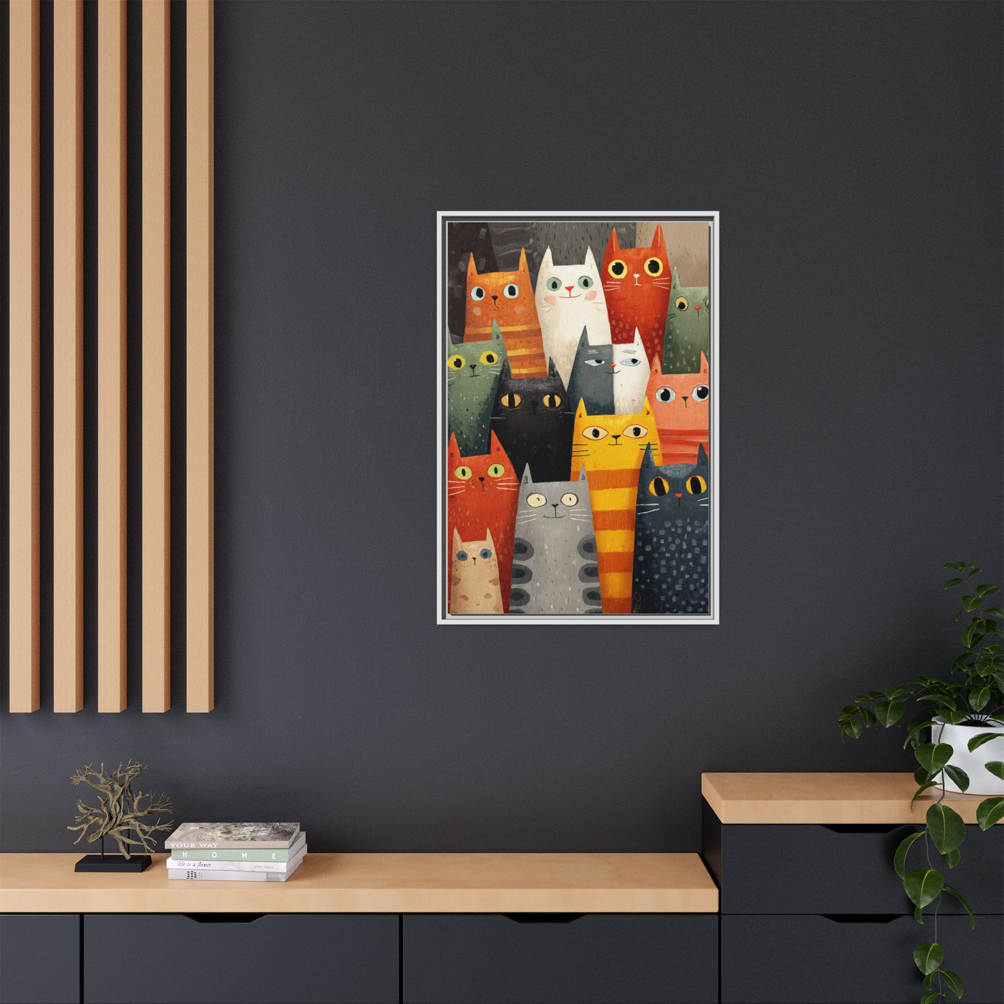 Orange Cat Reading Newspaper Art Print | Whimsical Kitchen Art | Framed Canvas Print - Image 40