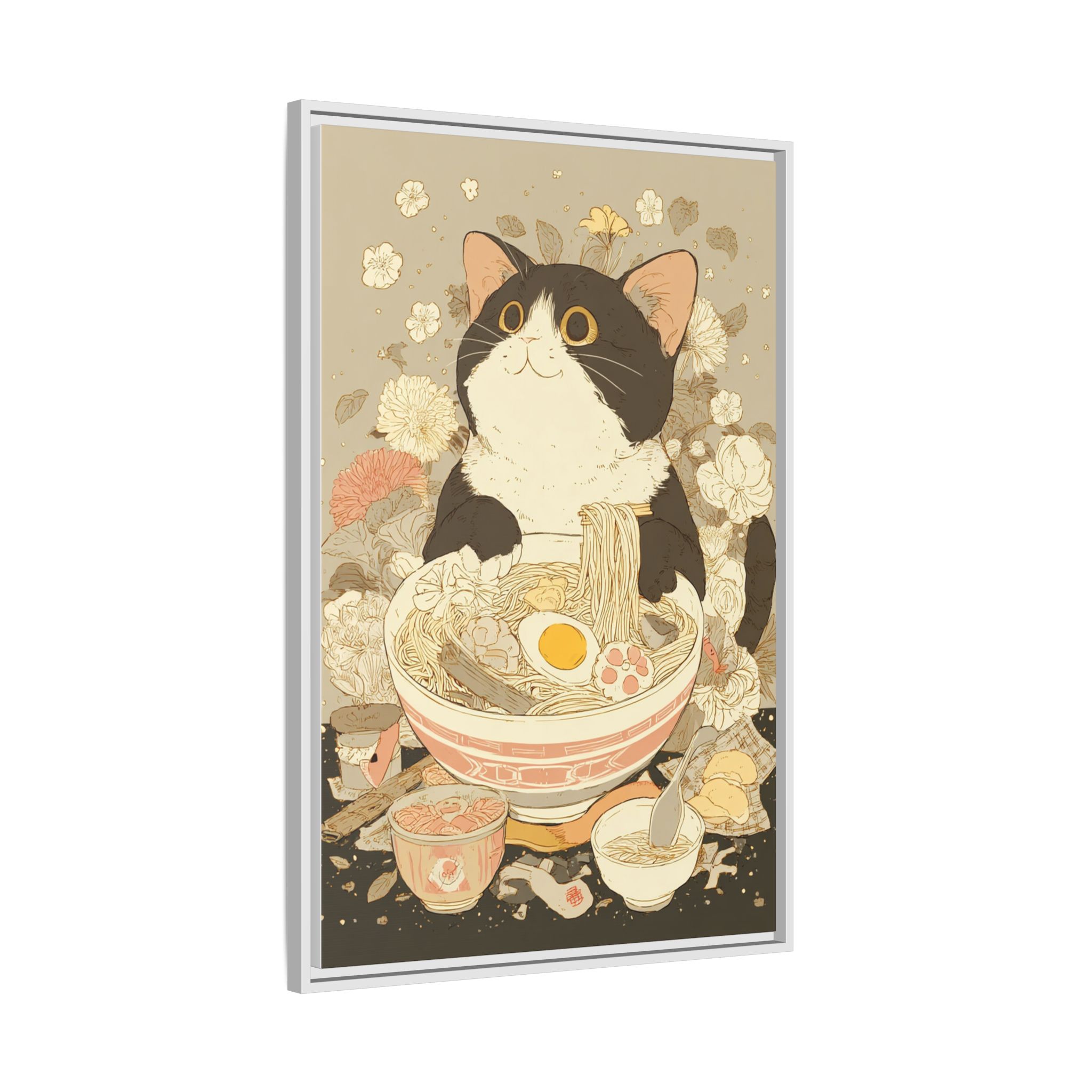Kawaii Cat Ramen Print | Japanese Kitchen Wall Art | Framed Canvas Print - Image 38