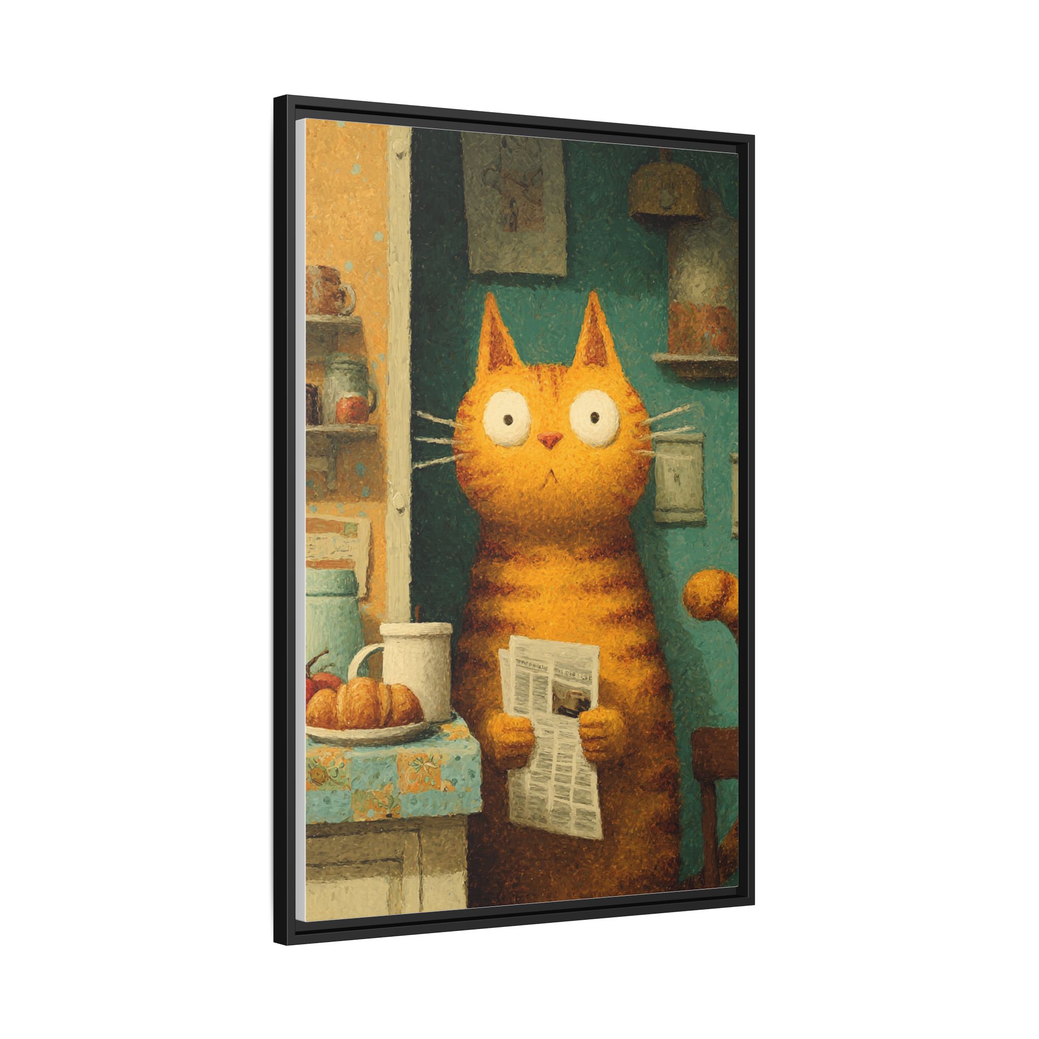 Whimsical Cat Art Print | Colorful Abstract Animals Kids | Framed Canvas Print - Image 34