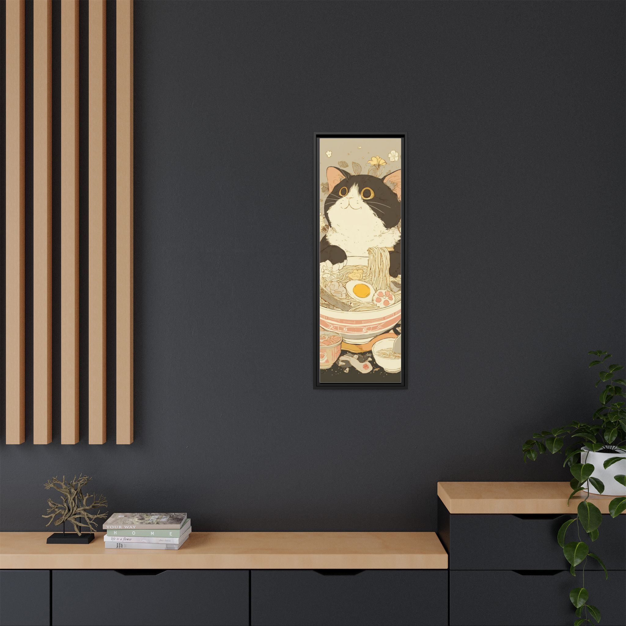 Kawaii Cat Ramen Print | Japanese Kitchen Wall Art | Framed Canvas Print - Image 8