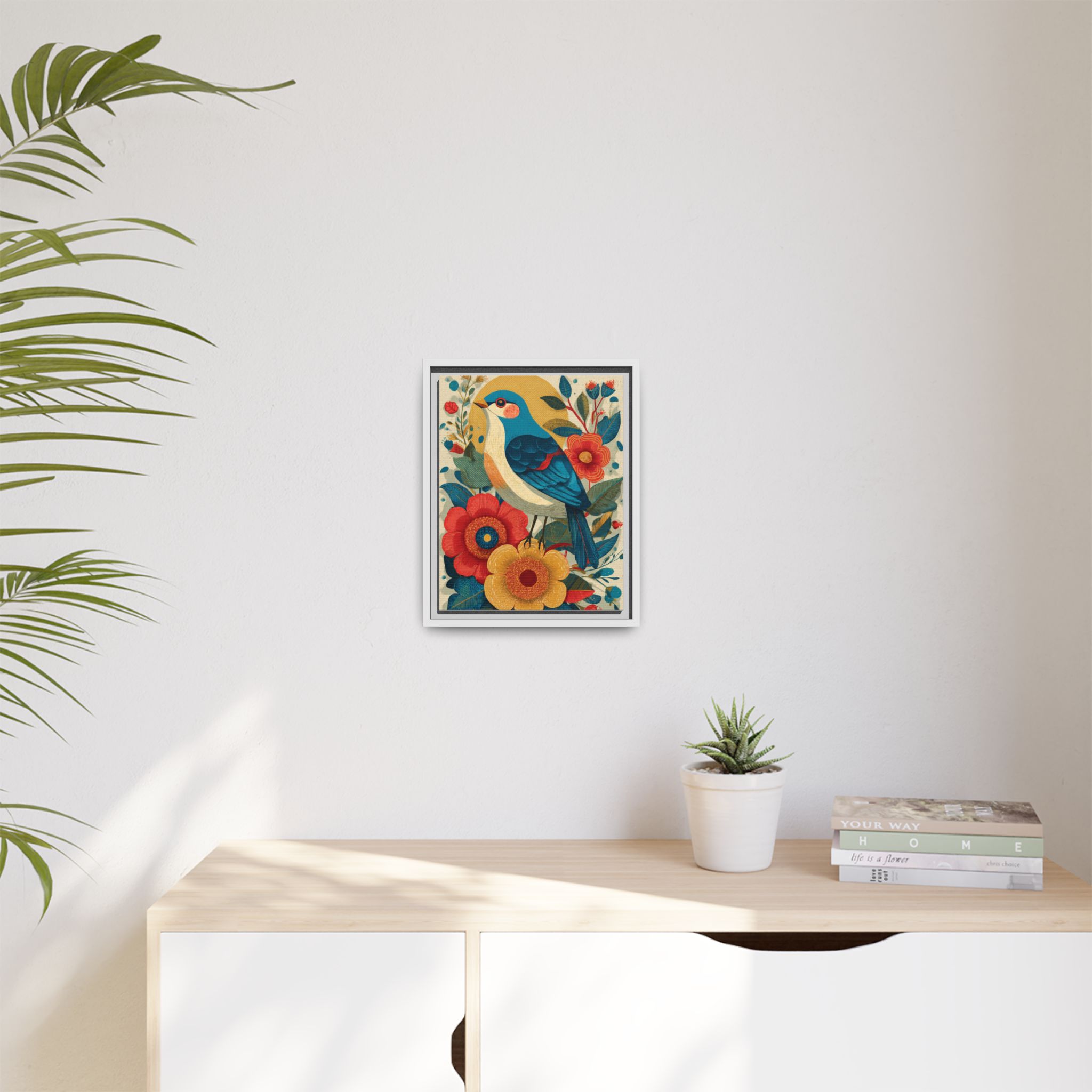 Folk Art Bird Print | Vintage Botanical Floral Illustration | Framed Canvas Print - Image 35