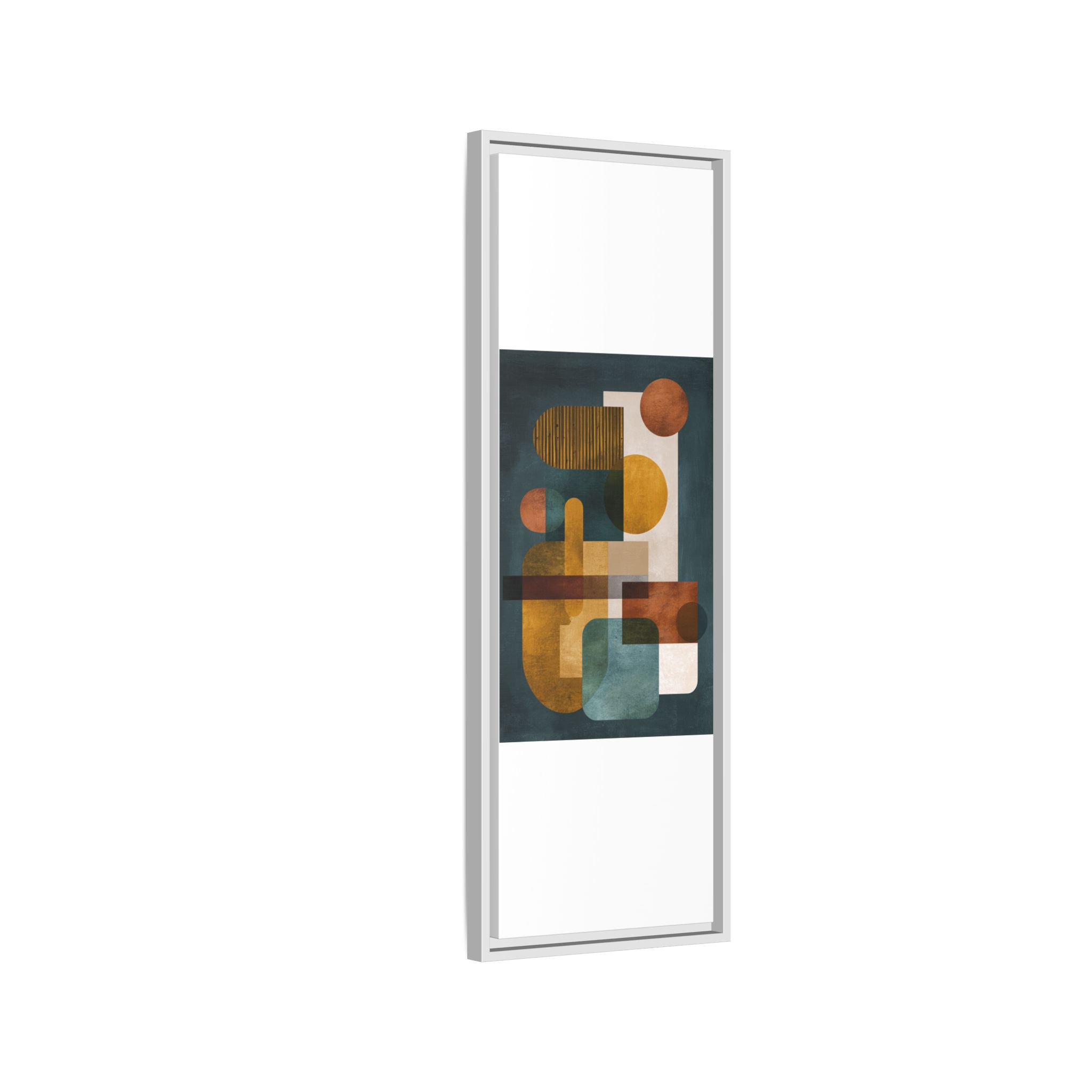 Mid Century Geometric Wall Art Print | Navy Gold Terracotta Abstract Shapes | Boho Modern Living Room Art | Framed Canvas Print - Image 2
