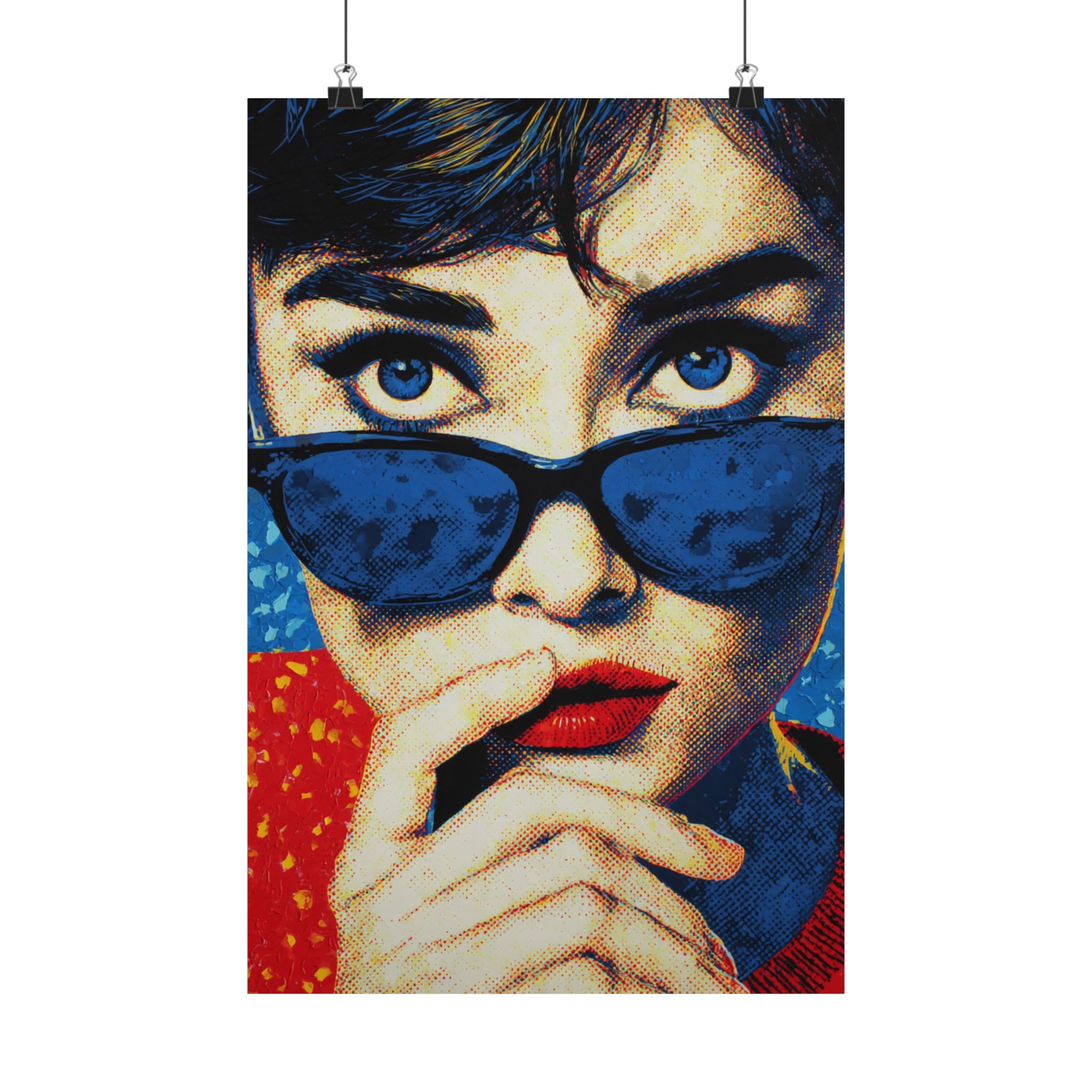 Pop Art Woman Portrait Print | Vintage Retro Blue Red Yellow | Matte Poster Print - Image 13