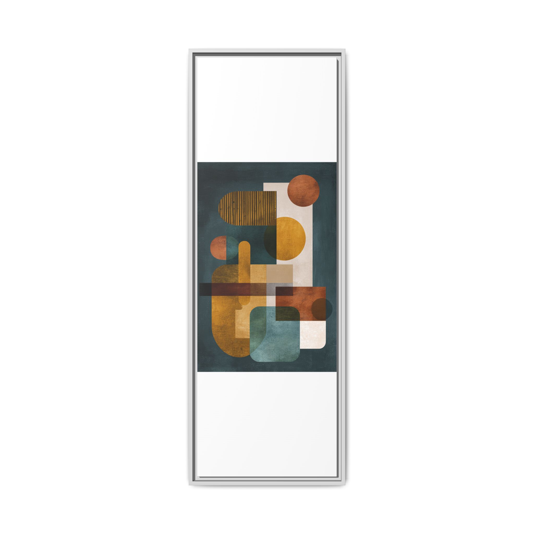 Mid Century Geometric Wall Art Print | Navy Gold Terracotta Abstract Shapes | Boho Modern Living Room Art | Framed Canvas Print - Image 17