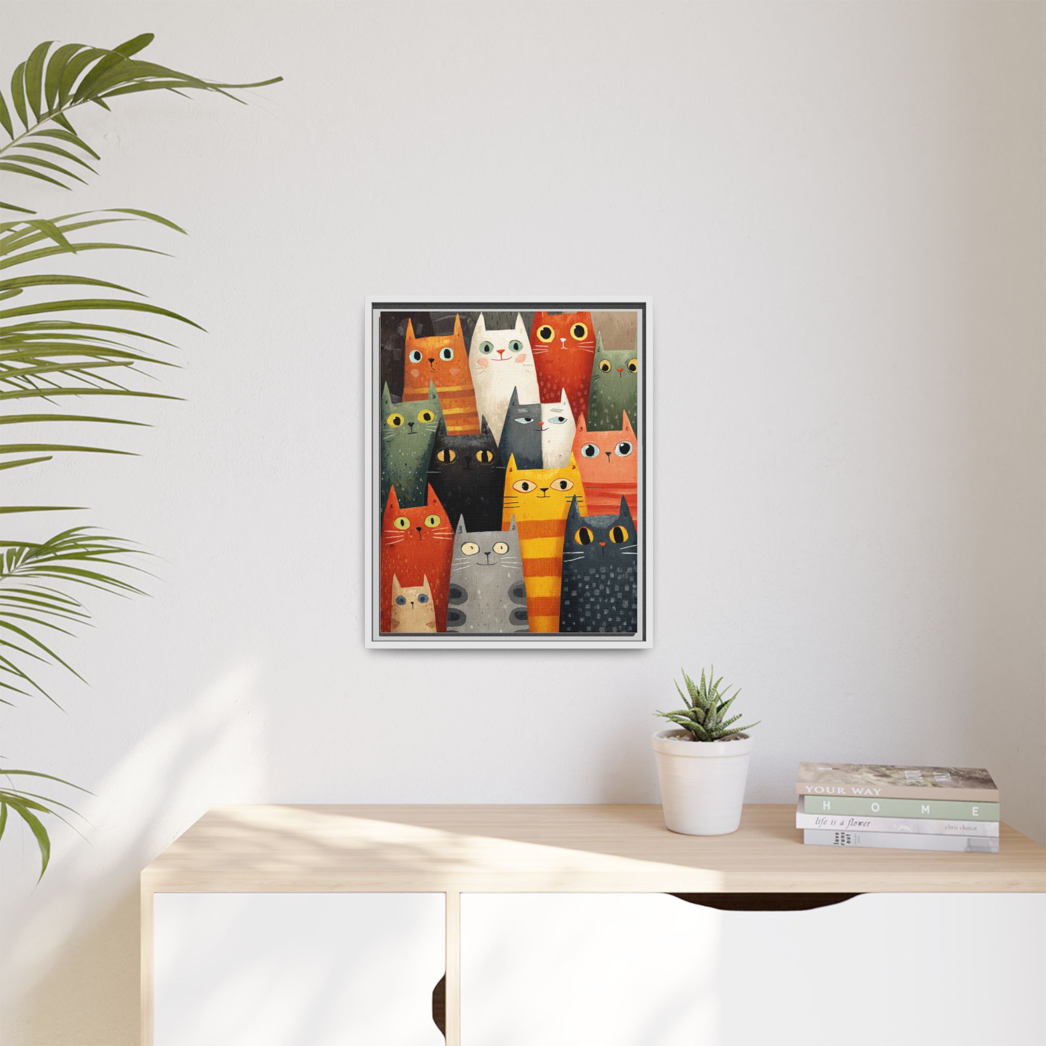 Orange Cat Reading Newspaper Art Print | Whimsical Kitchen Art | Framed Canvas Print - Image 27
