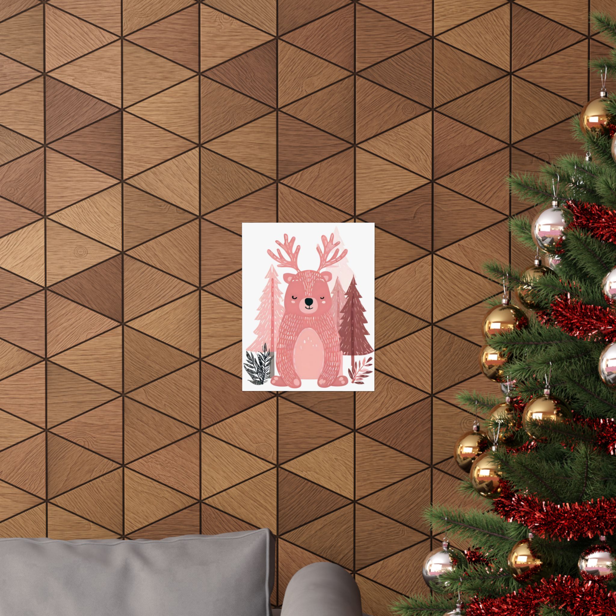 Pink Bear Antlers Art Print | Whimsical Woodland Nursery Wall Art | Matte Poster Print - Image 20