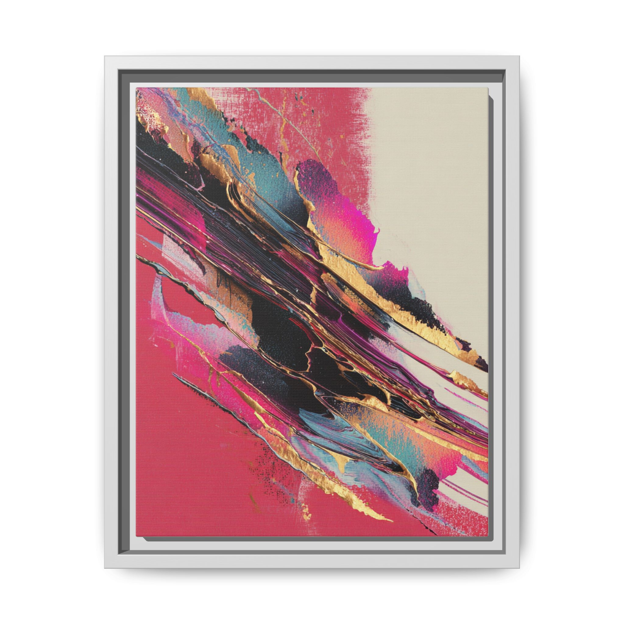 Abstract Art Print | Pink Coral Black Gold Modern Wall Art | Framed Canvas Print - Image 33