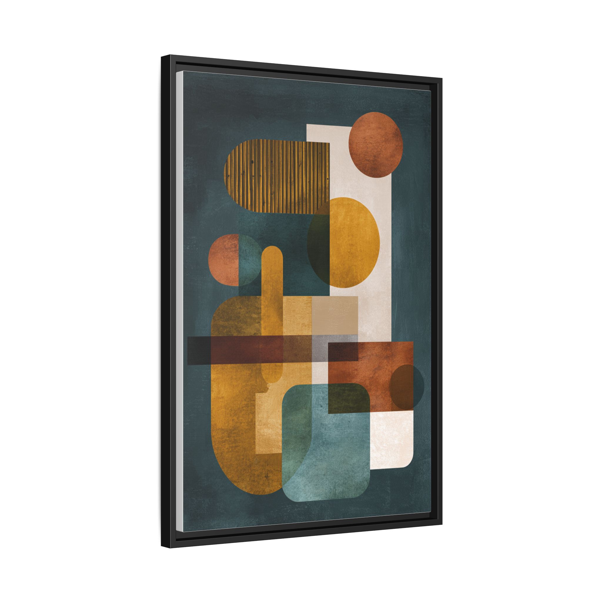 Mid Century Geometric Wall Art Print | Navy Gold Terracotta Abstract Shapes | Boho Modern Living Room Art | Framed Canvas Print - Image 10