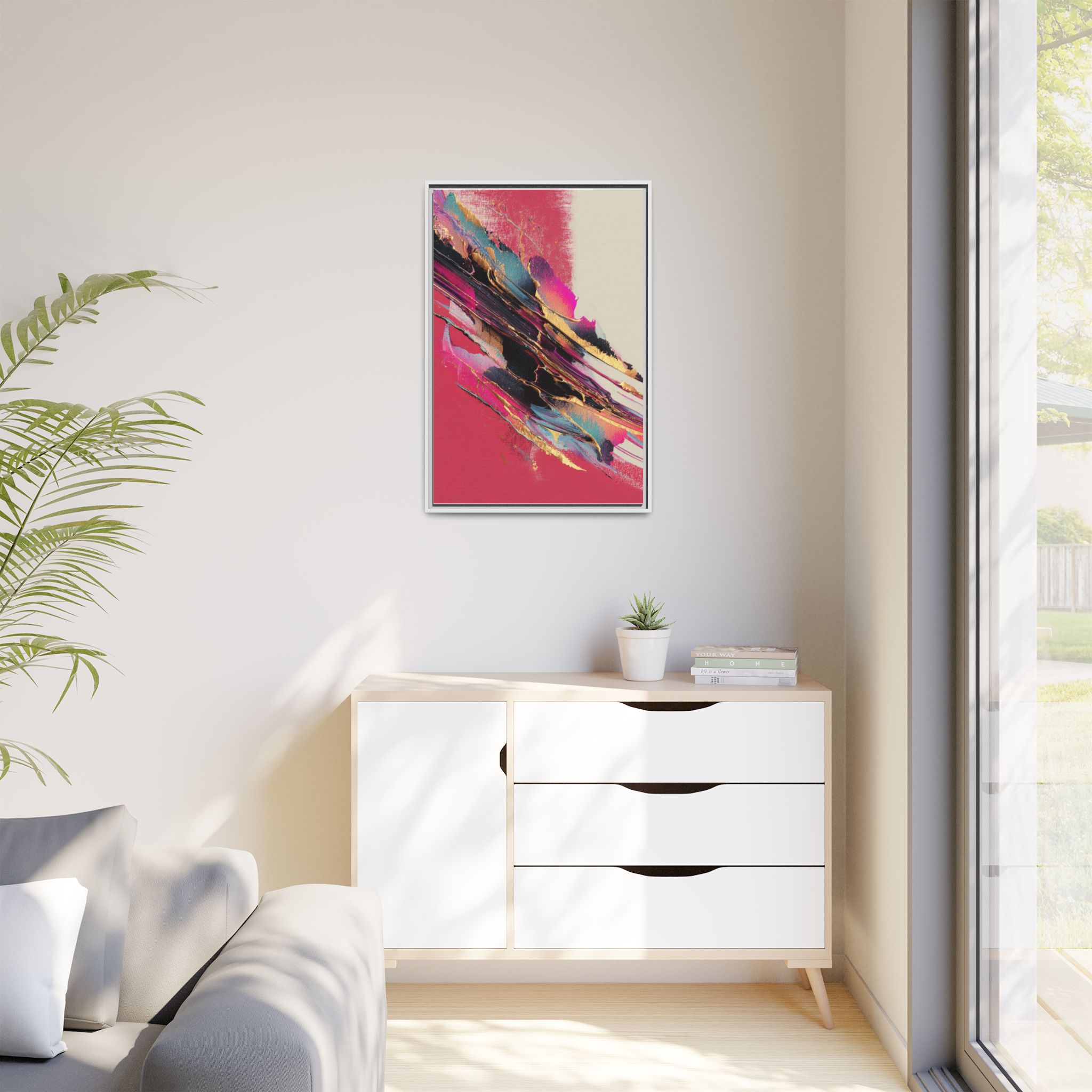 Abstract Art Print | Pink Coral Black Gold Modern Wall Art | Framed Canvas Print - Image 23