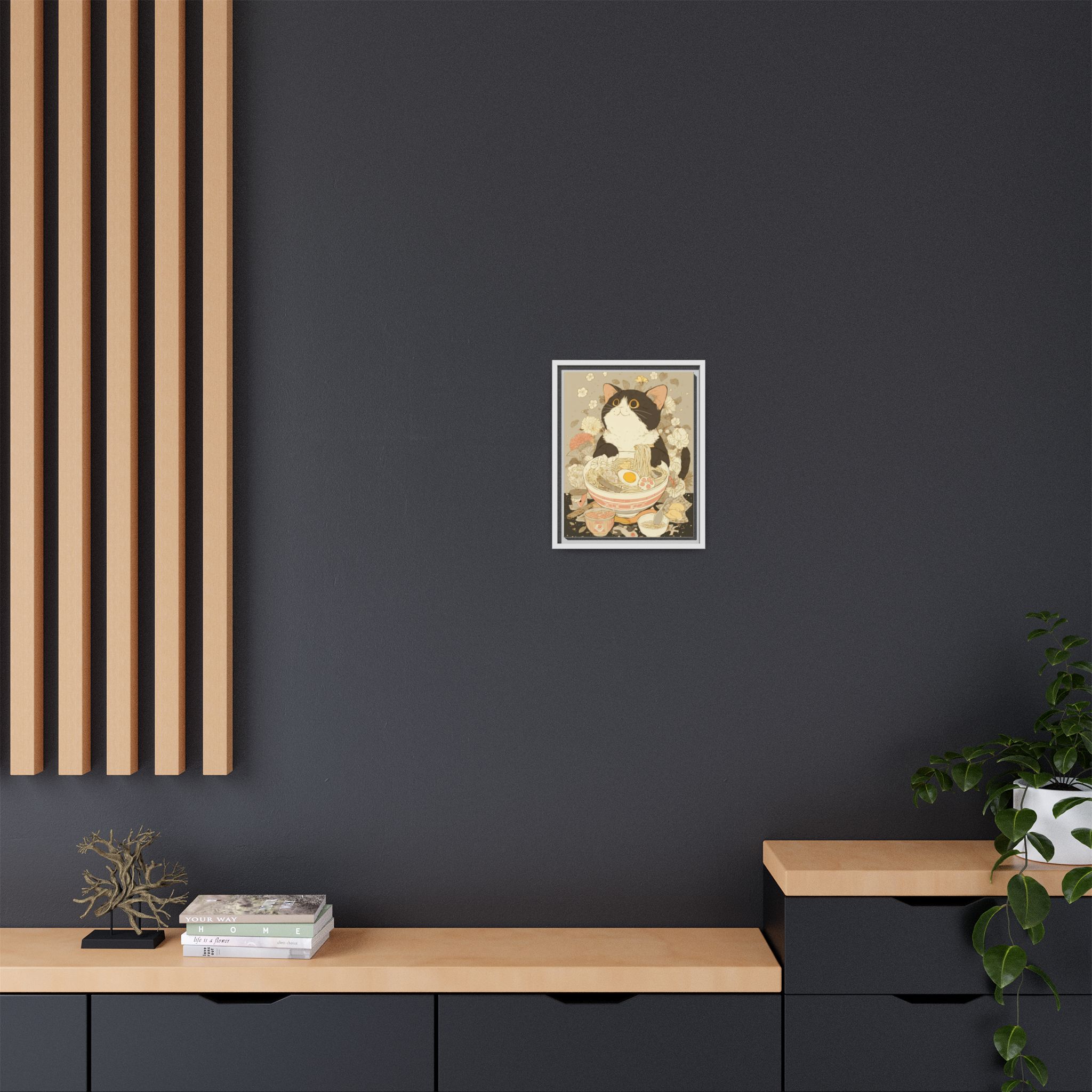 Kawaii Cat Ramen Print | Japanese Kitchen Wall Art | Framed Canvas Print - Image 52