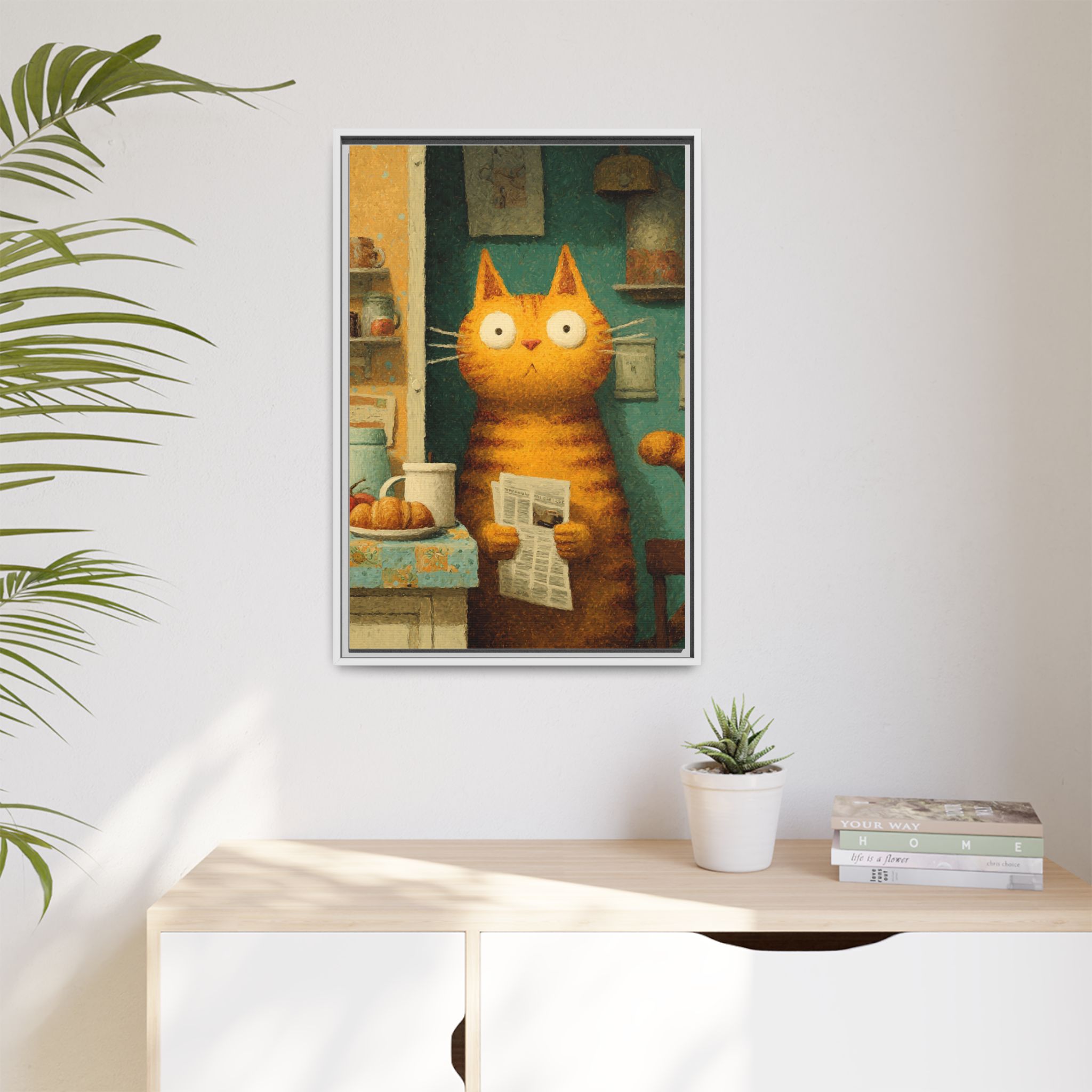 Whimsical Cat Art Print | Colorful Abstract Animals Kids | Framed Canvas Print - Image 15