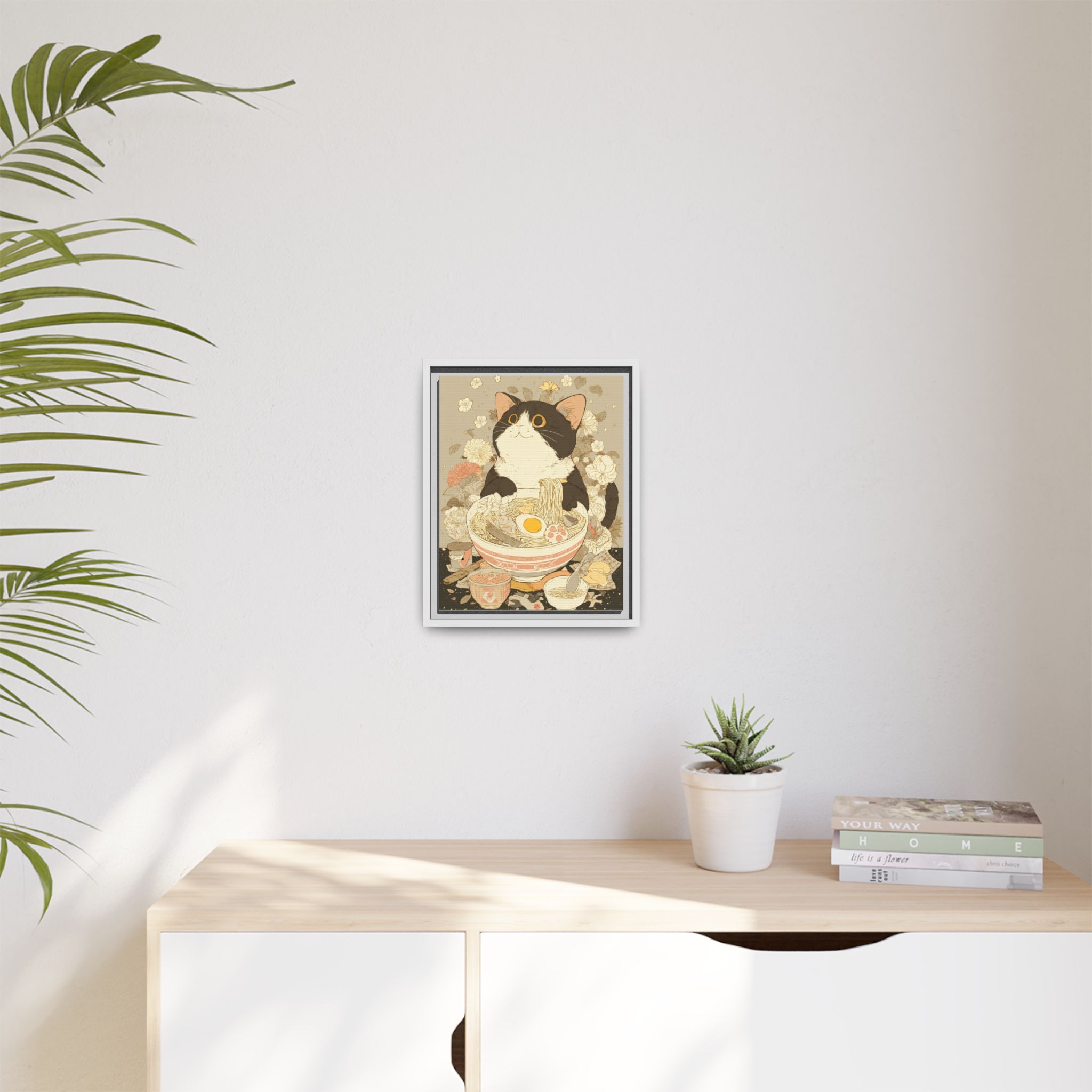 Kawaii Cat Ramen Print | Japanese Kitchen Wall Art | Framed Canvas Print - Image 51