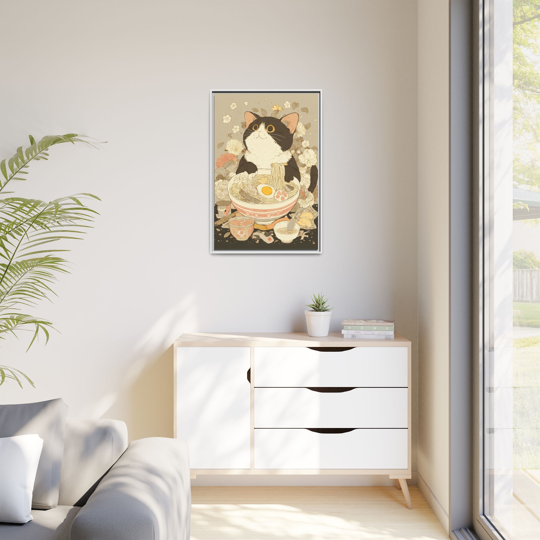 Kawaii Cat Ramen Print | Japanese Kitchen Wall Art | Framed Canvas Print - Image 39