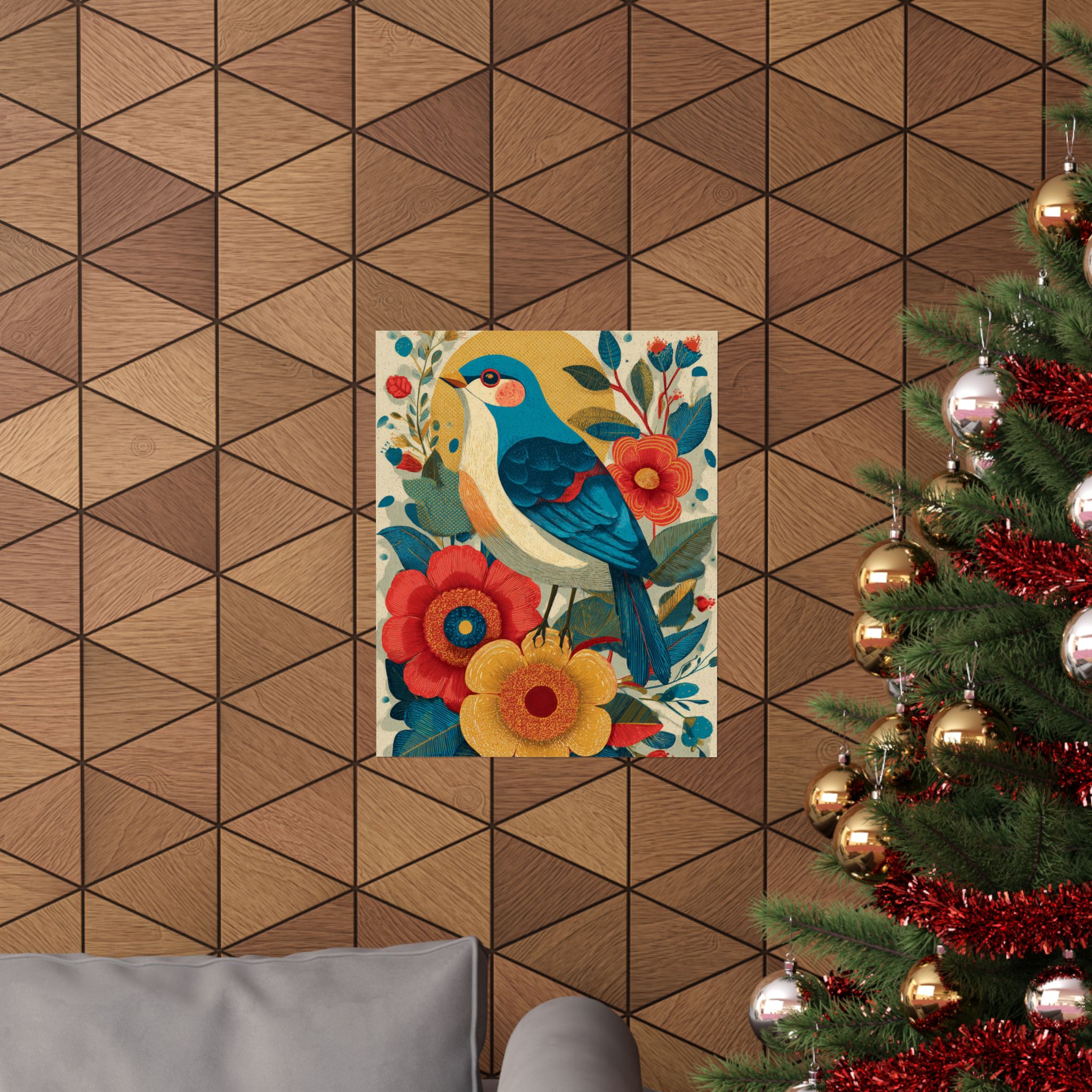 Folk Art Bird Print | Vintage Botanical Floral Illustration | Matte Poster Print - Image 12