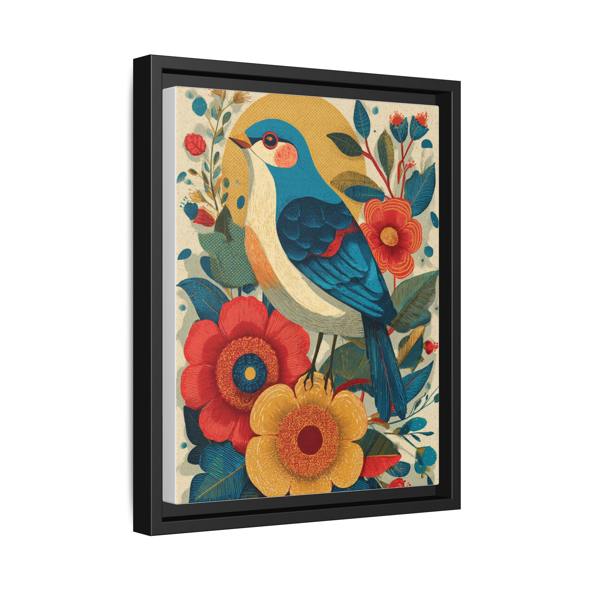 Folk Art Bird Print | Vintage Botanical Floral Illustration | Framed Canvas Print - Image 38