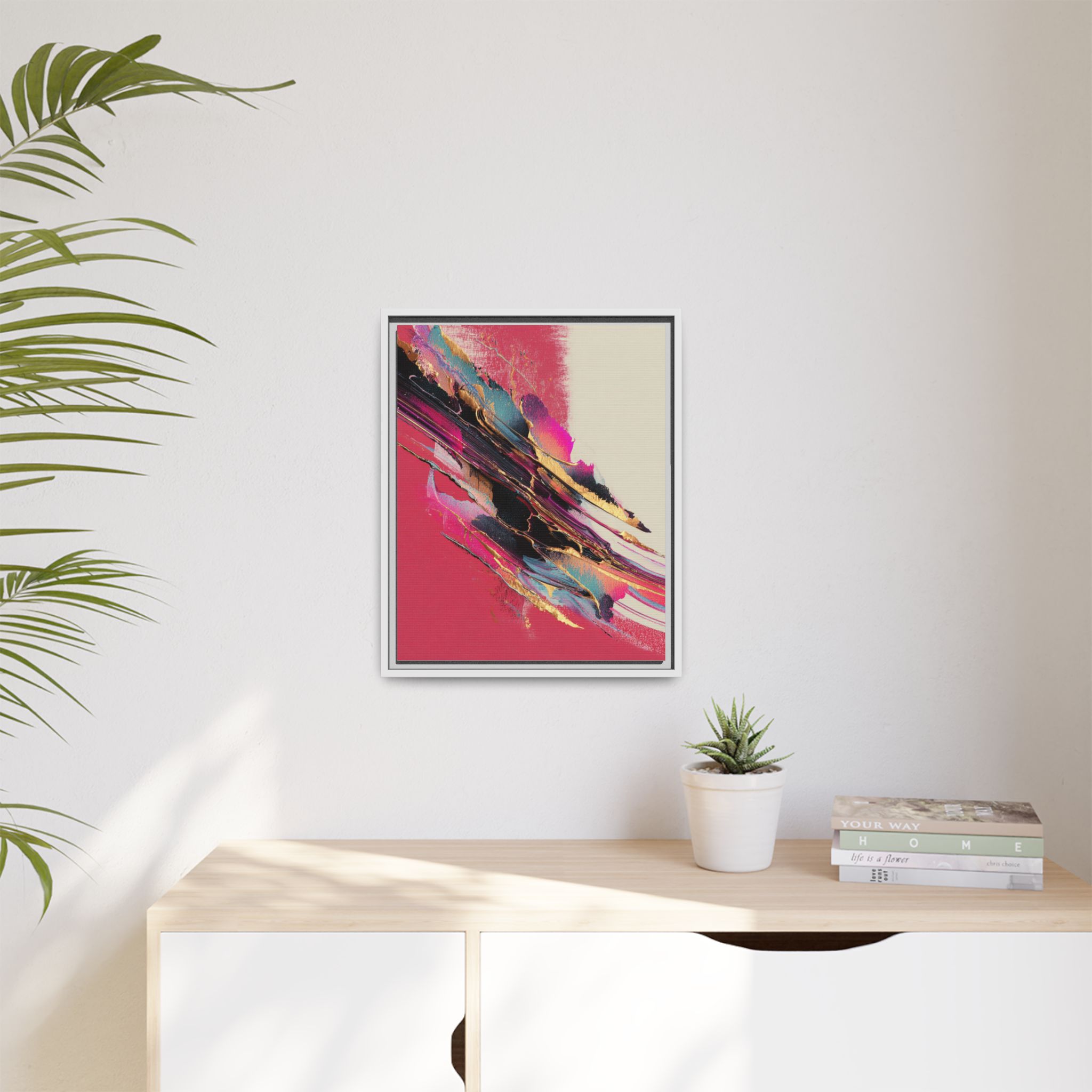 Abstract Art Print | Pink Coral Black Gold Modern Wall Art | Framed Canvas Print - Image 11