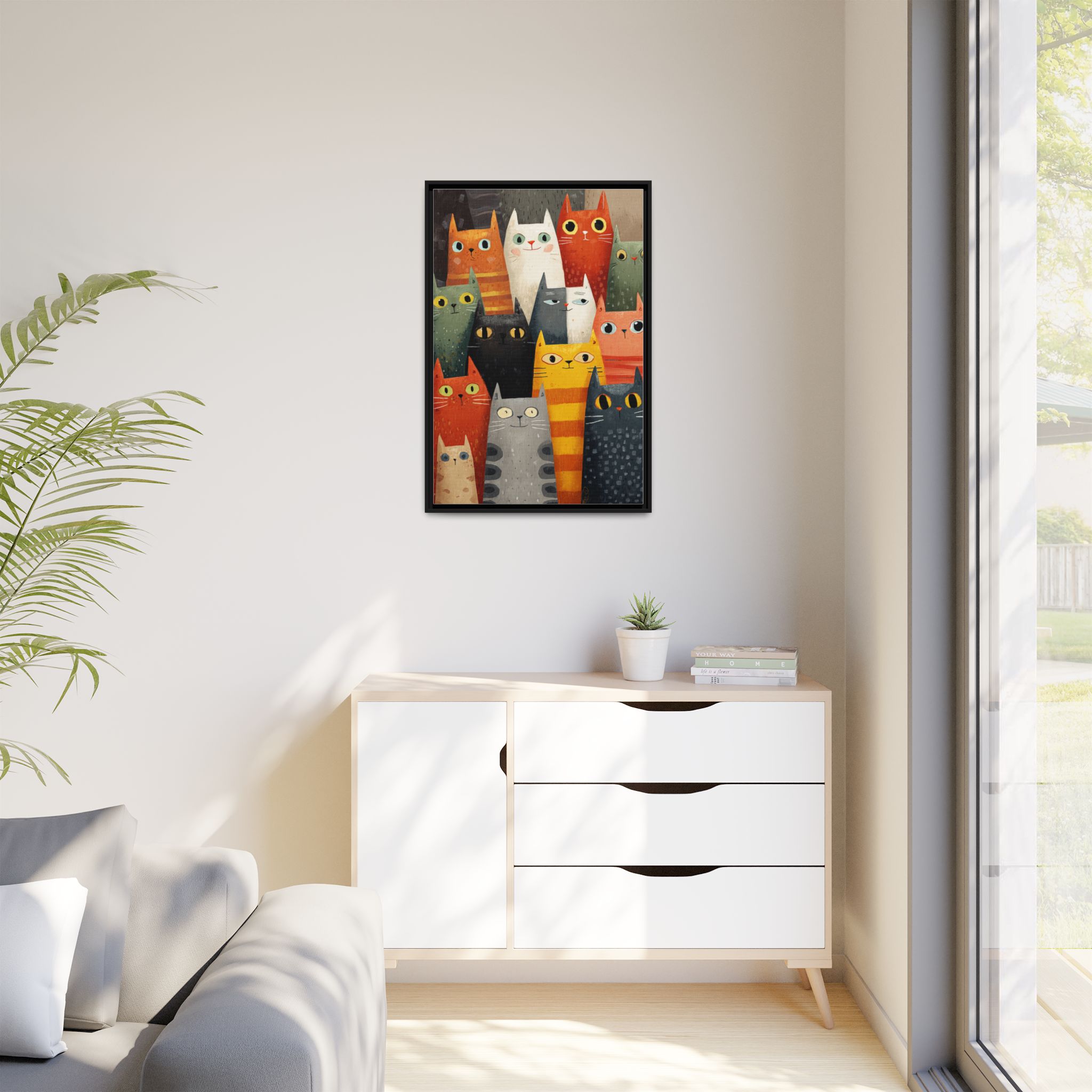 Orange Cat Reading Newspaper Art Print | Whimsical Kitchen Art | Framed Canvas Print - Image 35