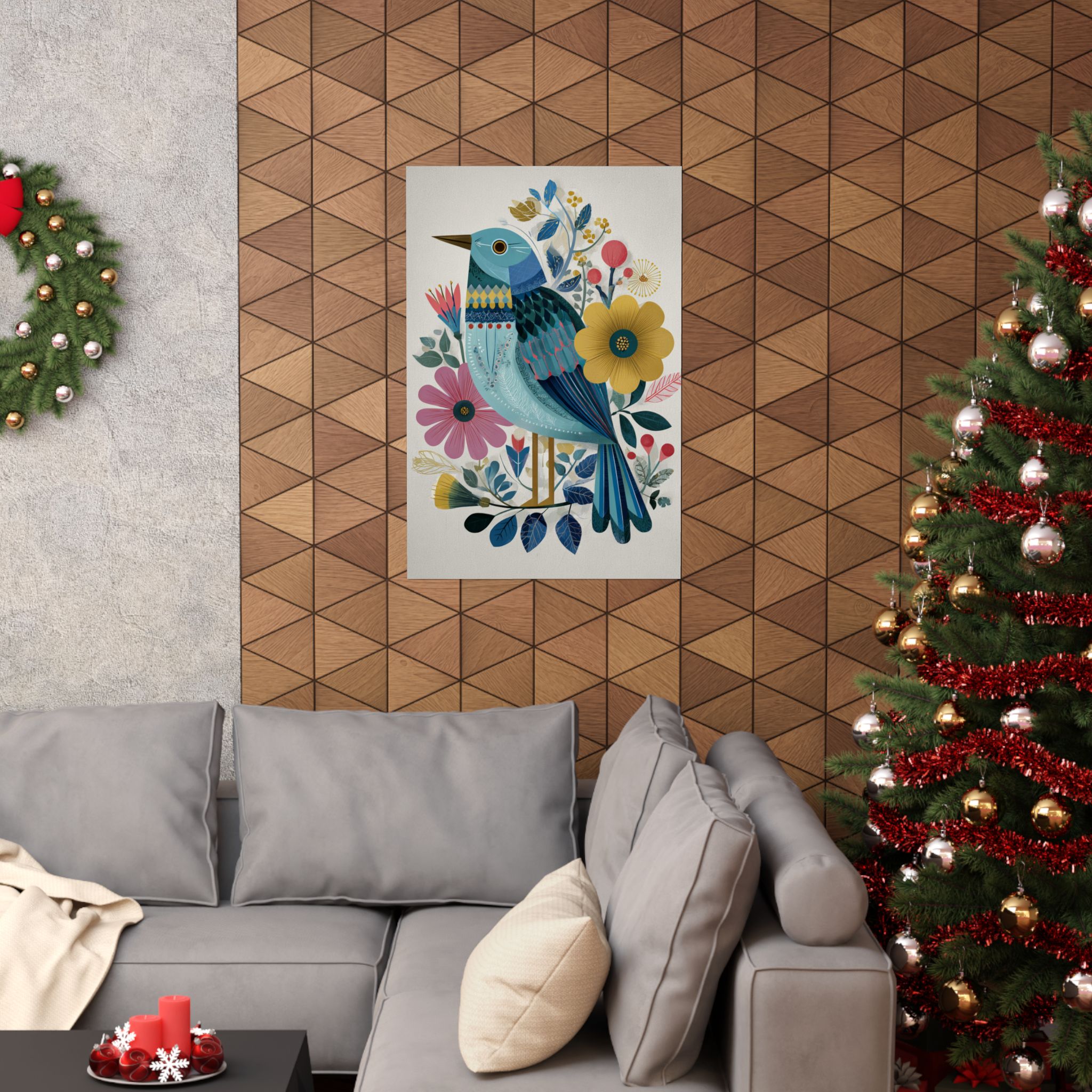 Folk Art Bird Print | Colorful Floral Nature Poster | Matte Poster Print - Image 24