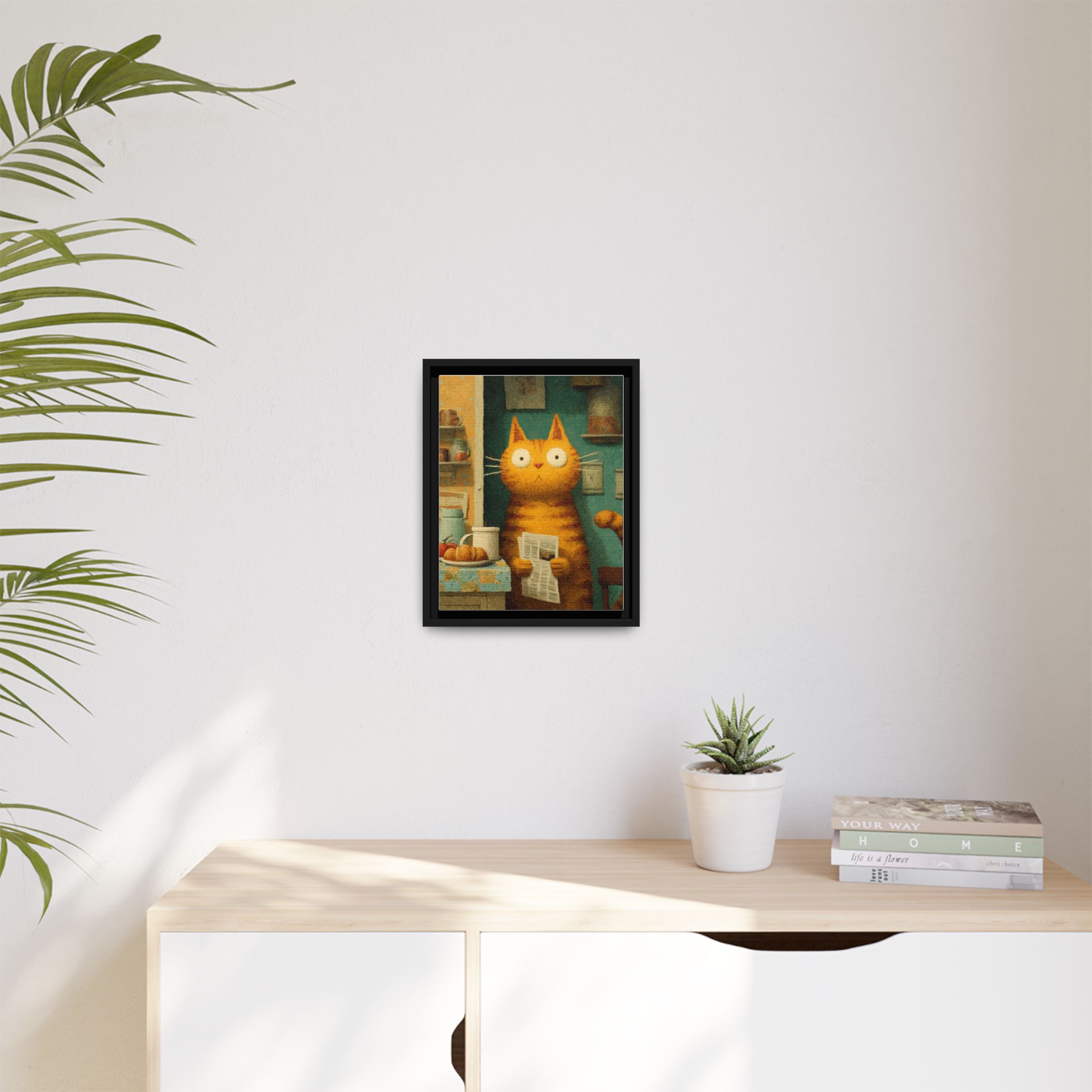 Whimsical Cat Art Print | Colorful Abstract Animals Kids | Framed Canvas Print - Image 55