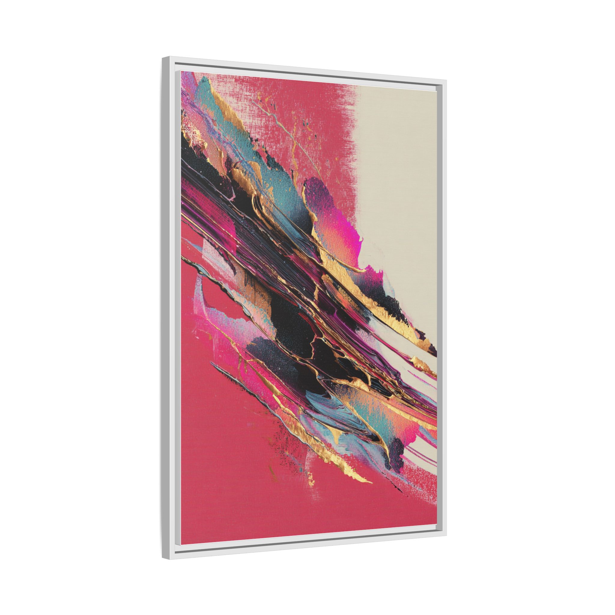 Abstract Art Print | Pink Coral Black Gold Modern Wall Art | Framed Canvas Print - Image 22