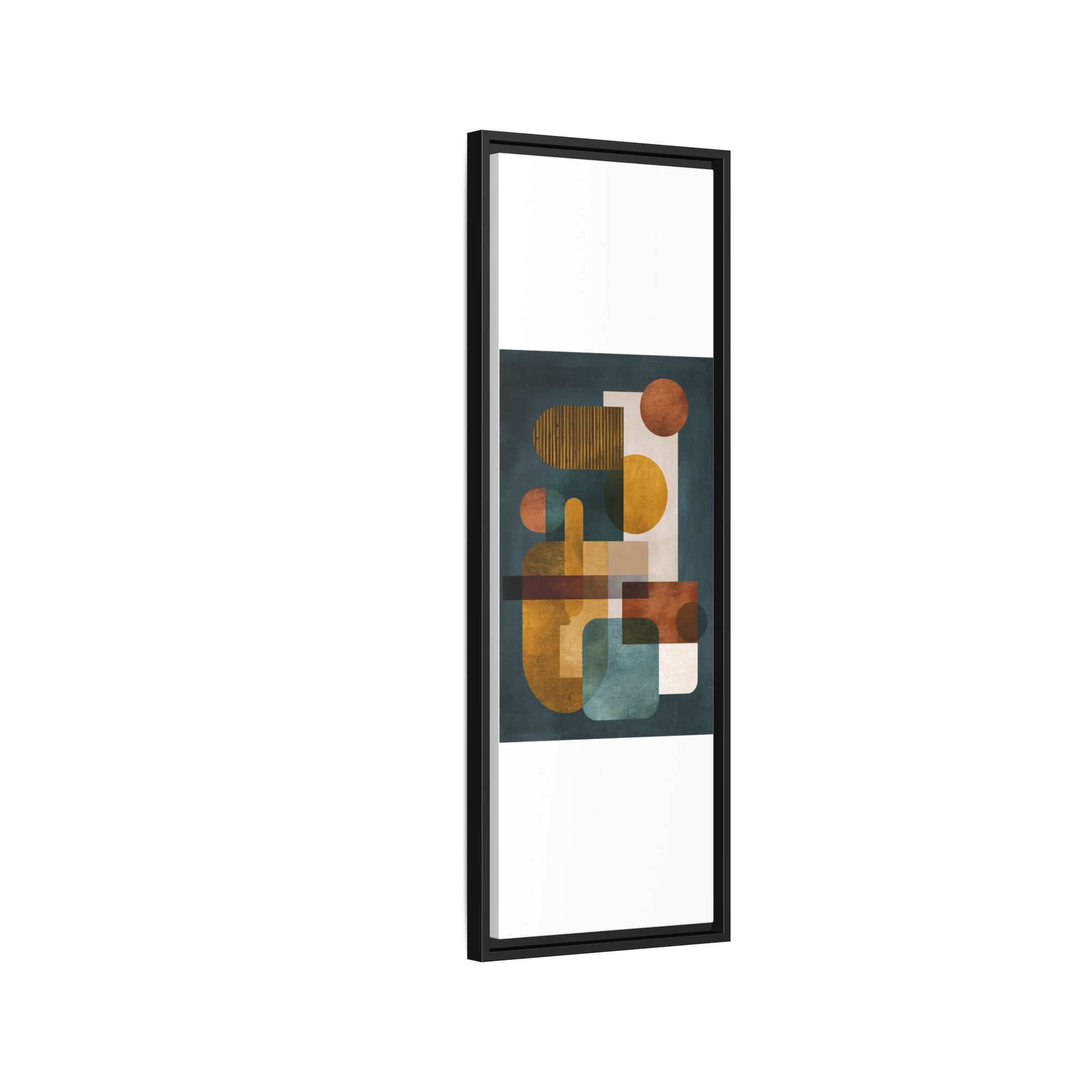 Mid Century Geometric Wall Art Print | Navy Gold Terracotta Abstract Shapes | Boho Modern Living Room Art | Framed Canvas Print - Image 6