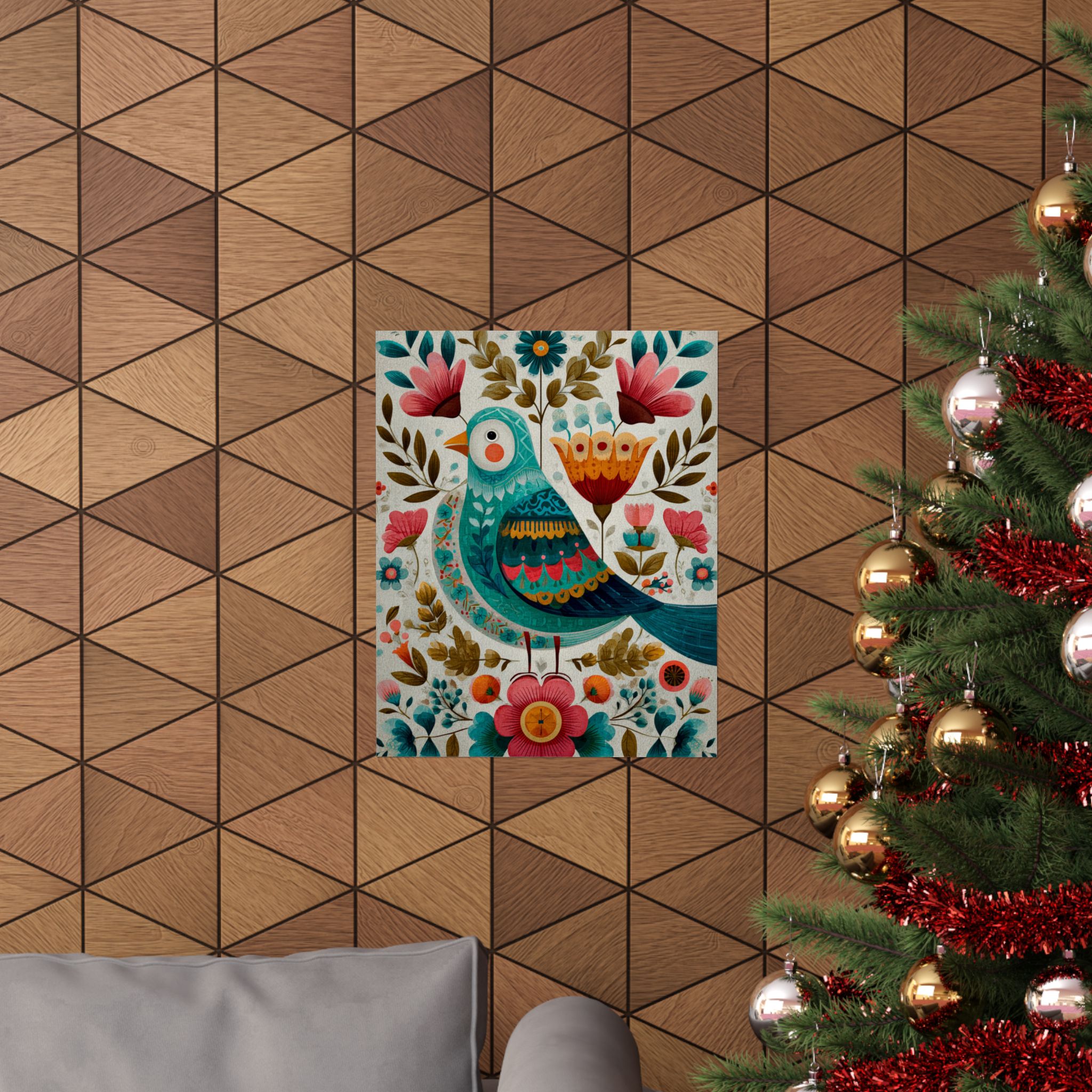Folk Art Bird Print | Scandinavian Floral Illustration Boho | Matte Poster Print - Image 12