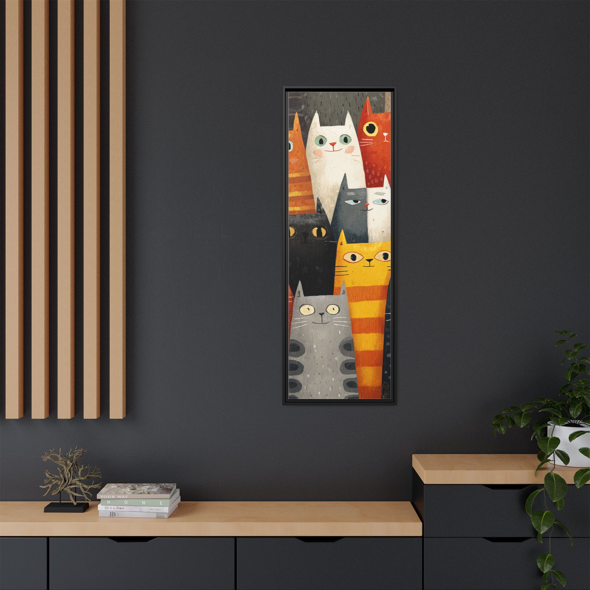 Orange Cat Reading Newspaper Art Print | Whimsical Kitchen Art | Framed Canvas Print - Image 24