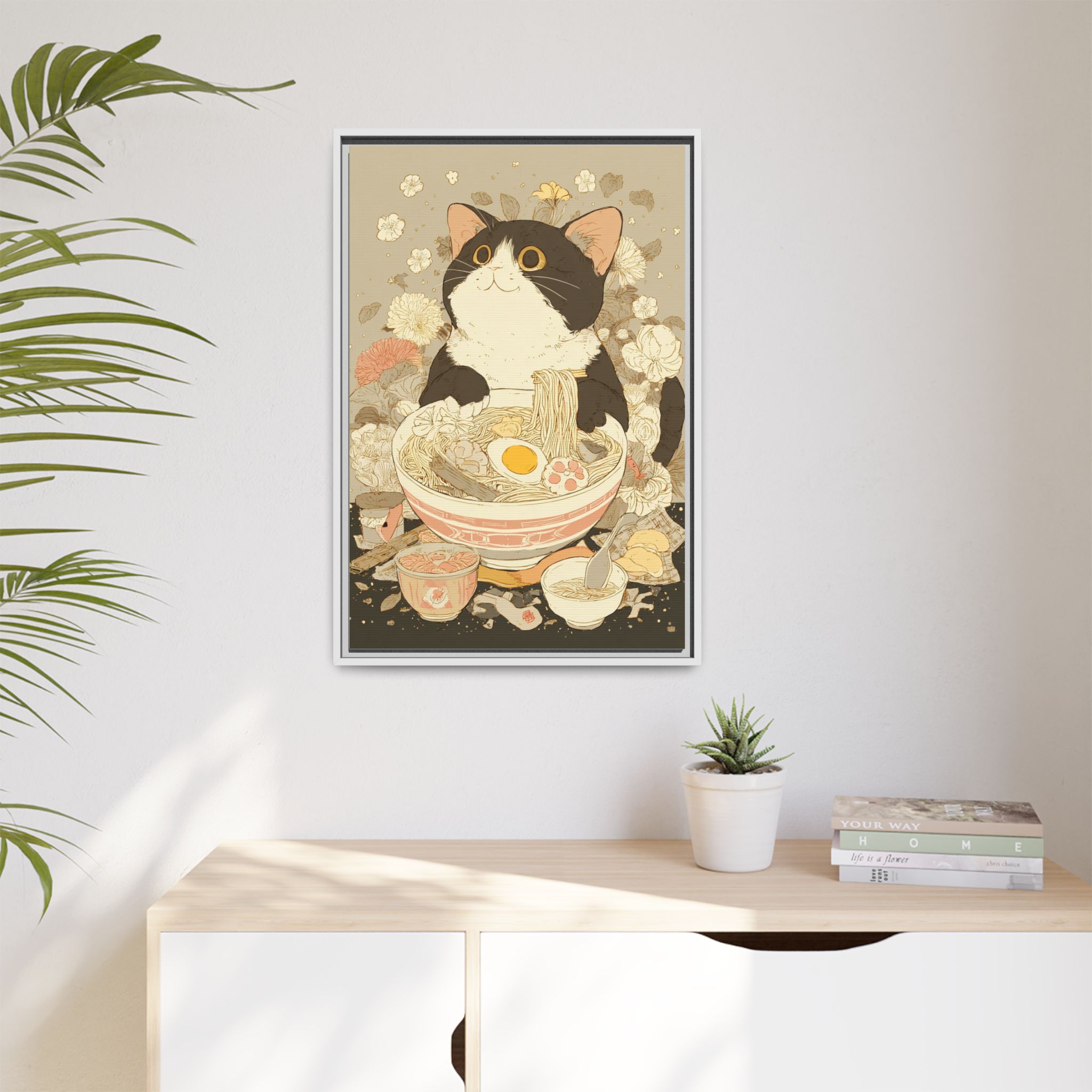 Kawaii Cat Ramen Print | Japanese Kitchen Wall Art | Framed Canvas Print - Image 15