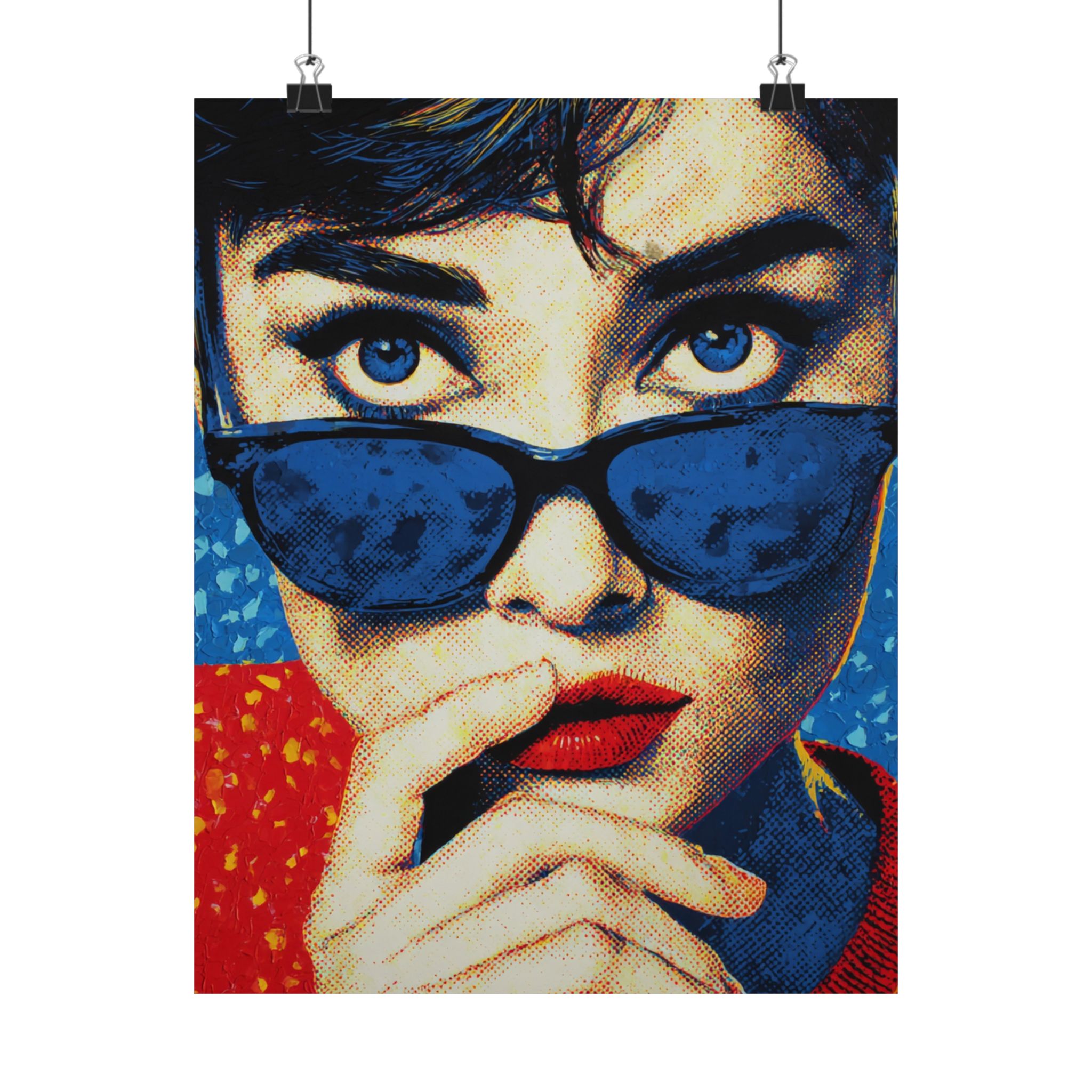 Pop Art Woman Portrait Print | Vintage Retro Blue Red Yellow | Matte Poster Print - Image 17