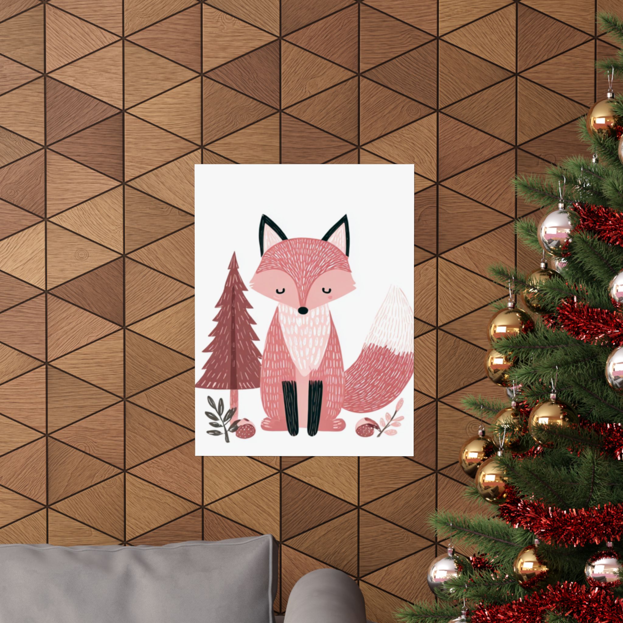 Pink Fox Woodland Nursery Art Print | Whimsical Forest Animal | Matte Poster Print - Image 8