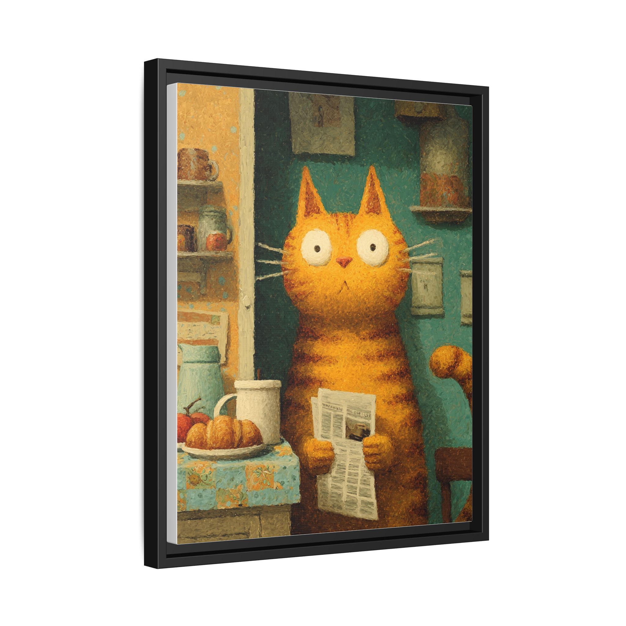 Whimsical Cat Art Print | Colorful Abstract Animals Kids | Framed Canvas Print - Image 30